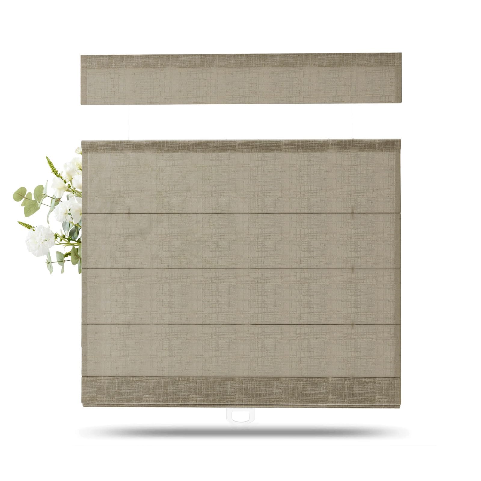 TWOPAGES Liz Linen Top Down Bottom Up Roman Shades for Windows, Oak