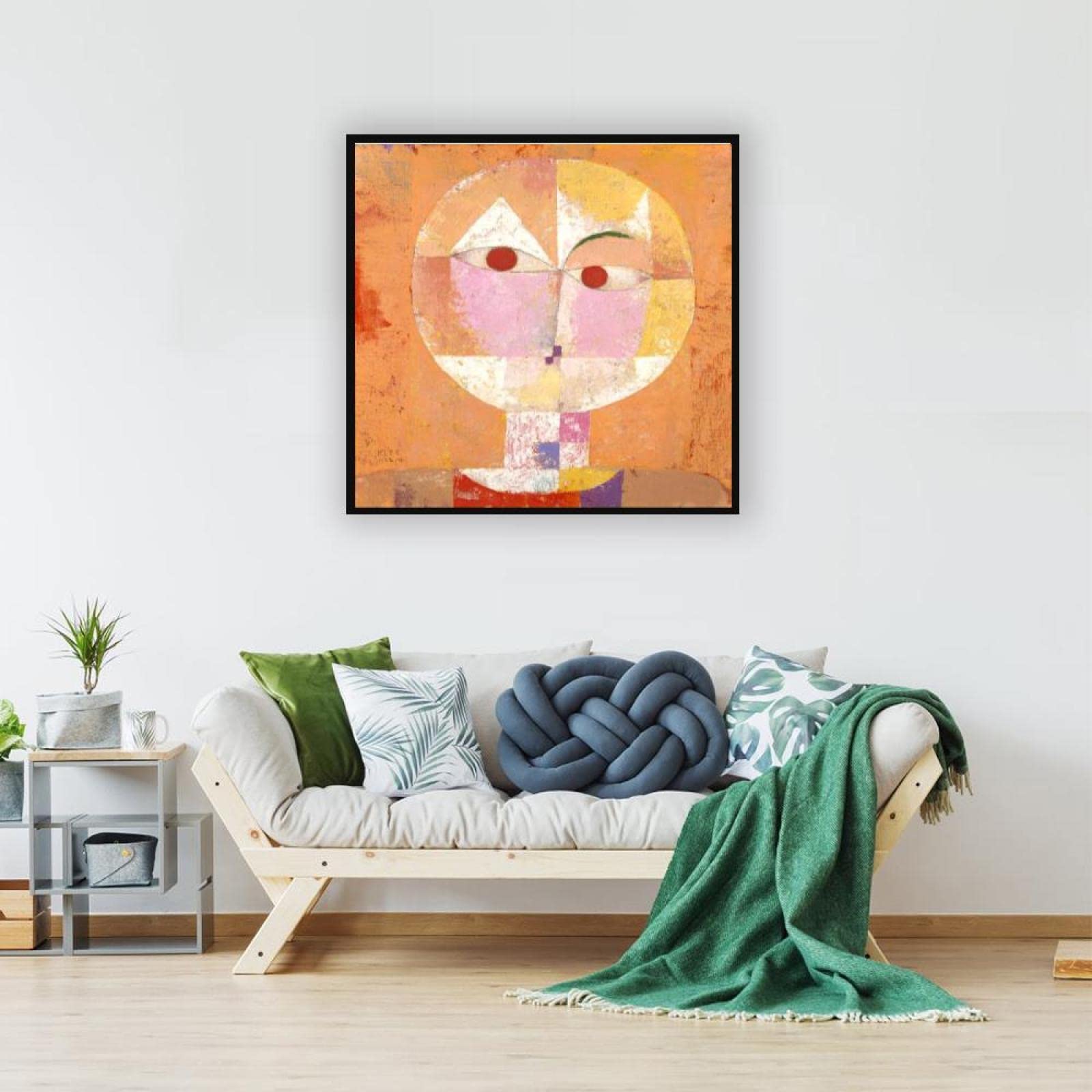 JZSDGB Czarna ramka 'Senecio'Canvas Print autorstwa Paula Klee, słynny obraz reprodukcja na płótnie, fine, sztuka ścienna, abstrakcyjne obrazy na płótnie Giclee, do dekoracji domu, 20 x 20 cm