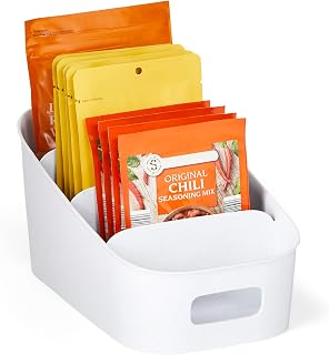 YouCopia Divided Bin, 4-Tier Raised BPA-Free Storage Caddy ShelfBin Packet Organizer, One Size, Speckled White