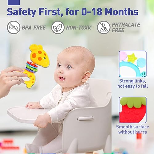 Miniatura 6 de AZEN 20 juguetes de sonajeros para bebés de 0 a 12 meses juguetes para bebés recién nacidos de 0 a 6 meses juguetes para bebés de 6 a 12 meses juego