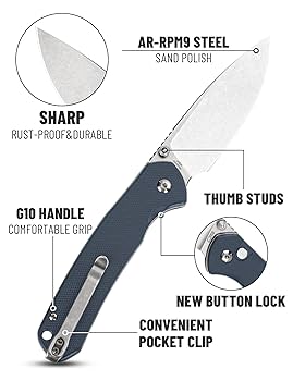 Amazon.com: CJRB Folding Knife Pyrite (J1925) AR-RPM9 Blade