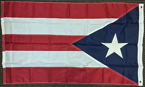 Miniatura 2 de Bandera de estrella bordada de nailon de Puerto Rico de 3x5, rayas cosidas, bandera ricana