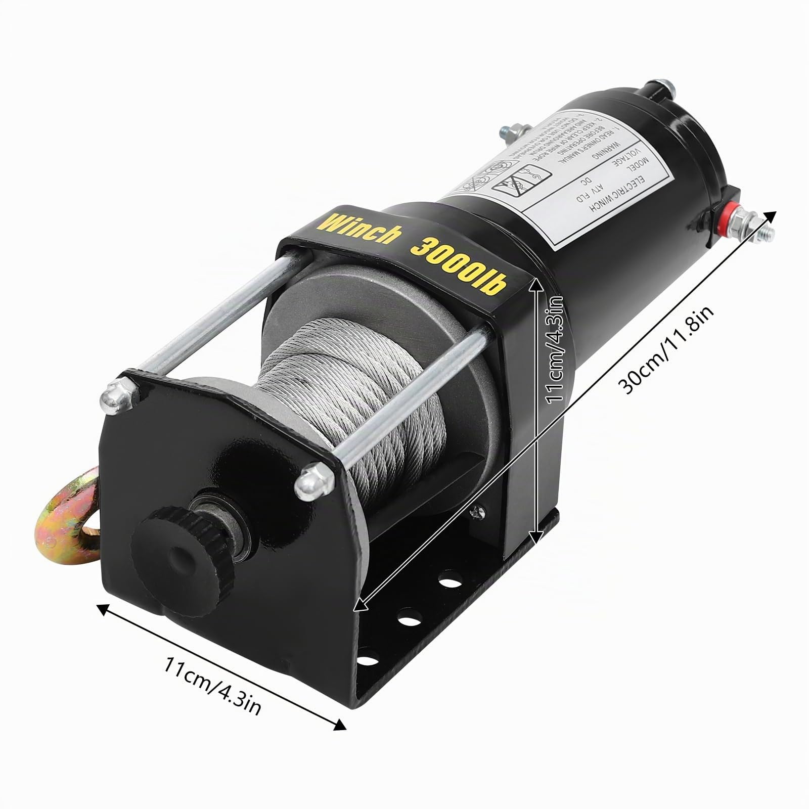 Palan électrique 12V, échafaudage à treuil aérien, Grue e-Hoist, avec Wired Remote Controller, Protection Grade IP54, pour Garage entrepôt Usine de Levage Usine agricole (Noir 1300KG)