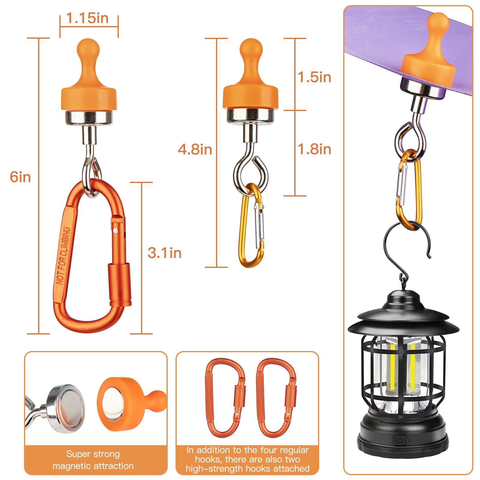 Ganchos magnéticos fuertes (naranja)