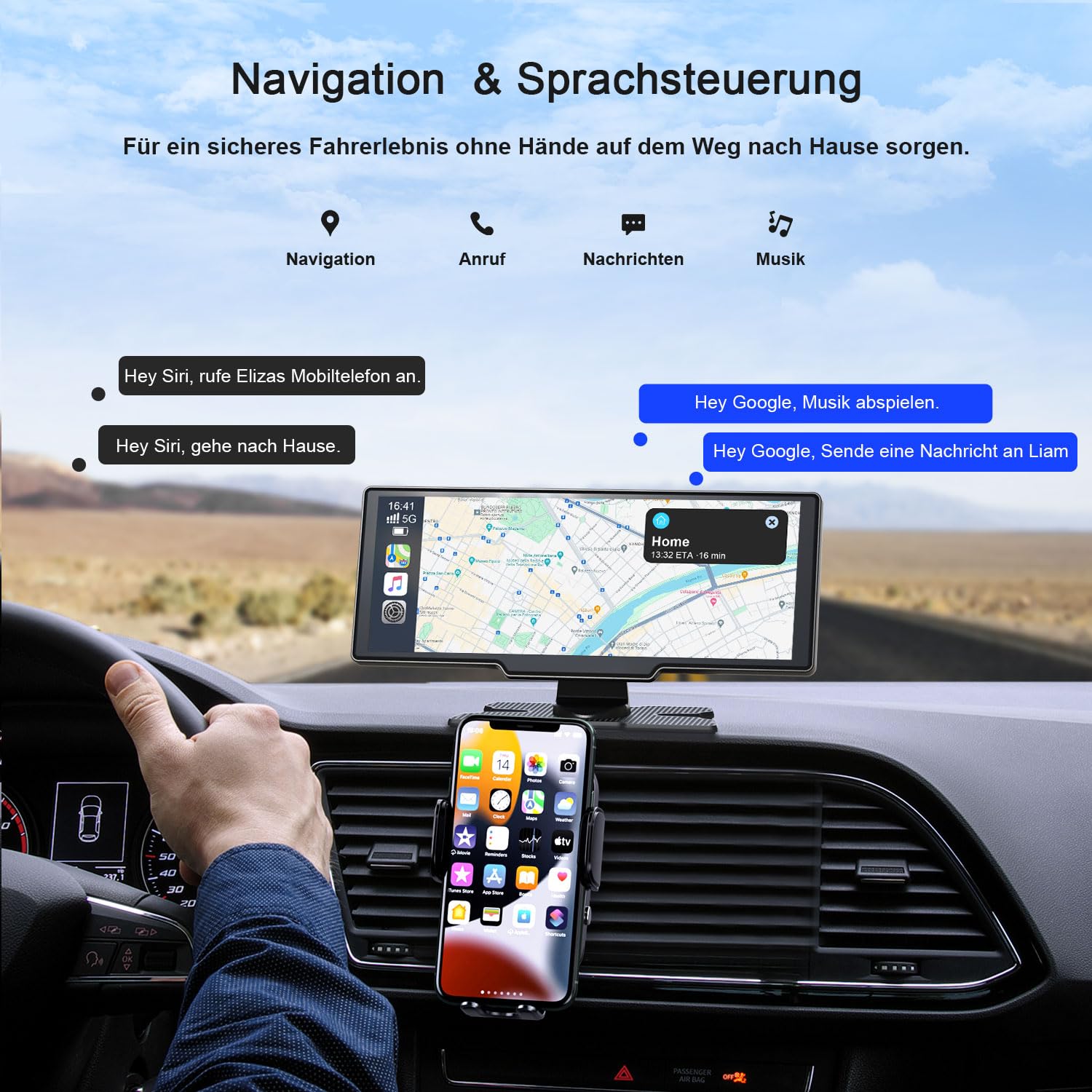 Avylet 9,26" Wireless CarPlay Display für Apple CarPlay & Android Auto | 4K Dashcam mit 1080P IP67 Rückfahrkamera CarPlay, 64GB Karte, OTA-Updates, GPS Navigation, Bluetooth 5.0, Mirror Link, FM/AUX