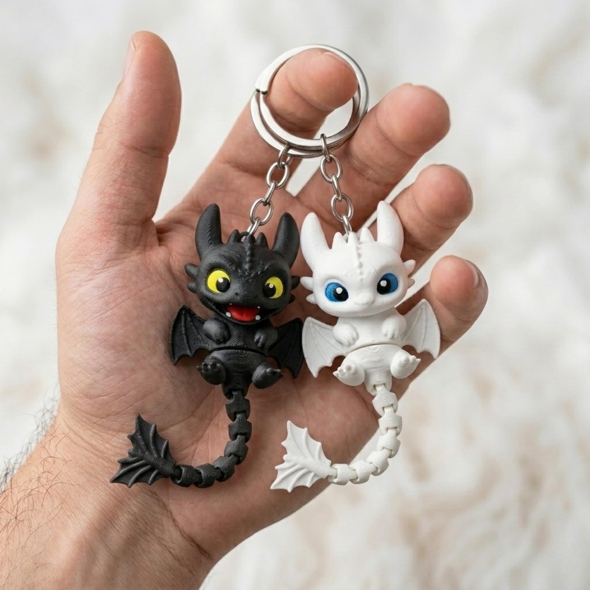 JIGGJLEJUG Cute Kawaii Dragon Keychain – Eco Friendly PLA Biodegradable 3D Printed Dragon Keyring, Cartoon Black Dragon Backpack Charm, Fantasy Gift for Kids & Adults (4cm x 9cm)-image-6