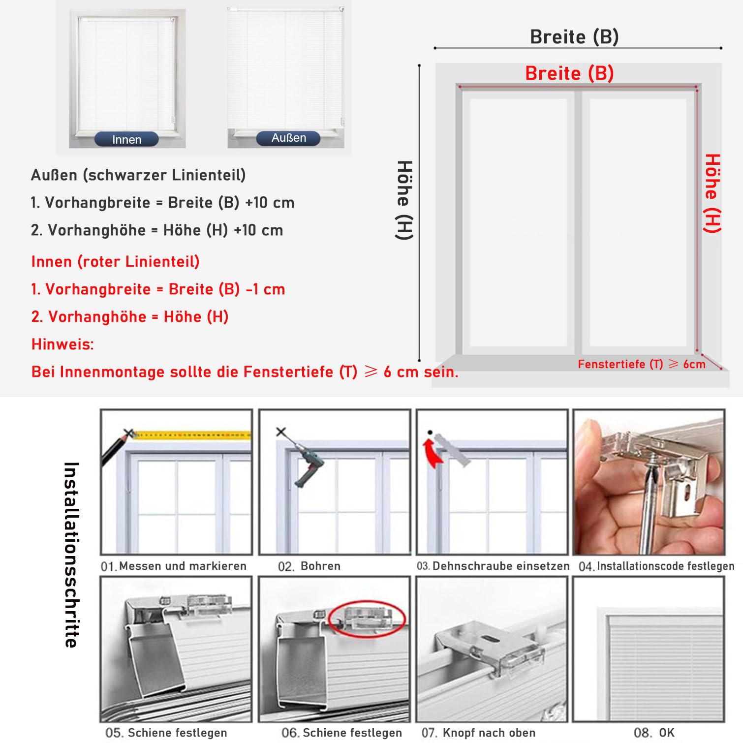 Aluminium Metall Jalousette,Jalousie für Fenster,25mm Alu-Lamellen Rollo,Weiß,Sichtschutz,Raumverdunkelung für Zuhause,Büro,Badezimmer,Küche,Anpassbar,Breite × Höhe (125cm x 120cm)