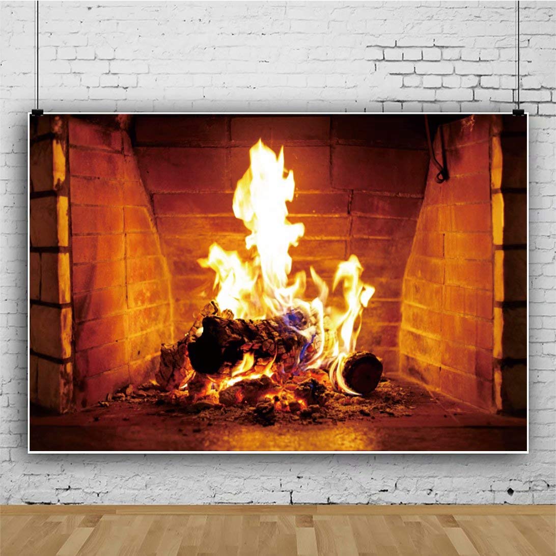 shensu 5x3ft Fireplace Photography Backdrops Autumn Winter Burning Firewoods Outdoor Woods Camping Cozy Evening Travel Barbeques Party Background Kids