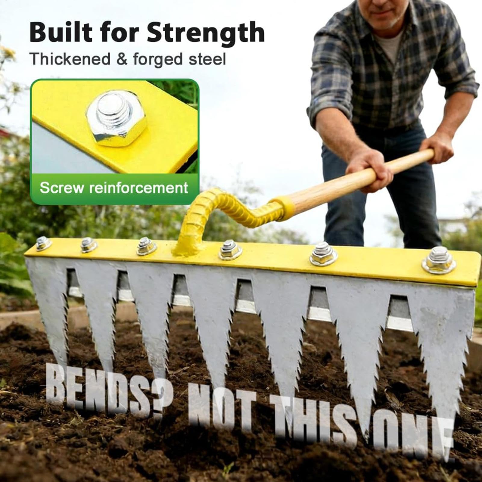 Rastrello da giardino Robusto dissodatore ed estirpatore | Estirpatori Manuali per Giardino, Prato, Cortile, Aiuola, Serra, Vivaio, Frutteto, Azienda Agricola, Esterno