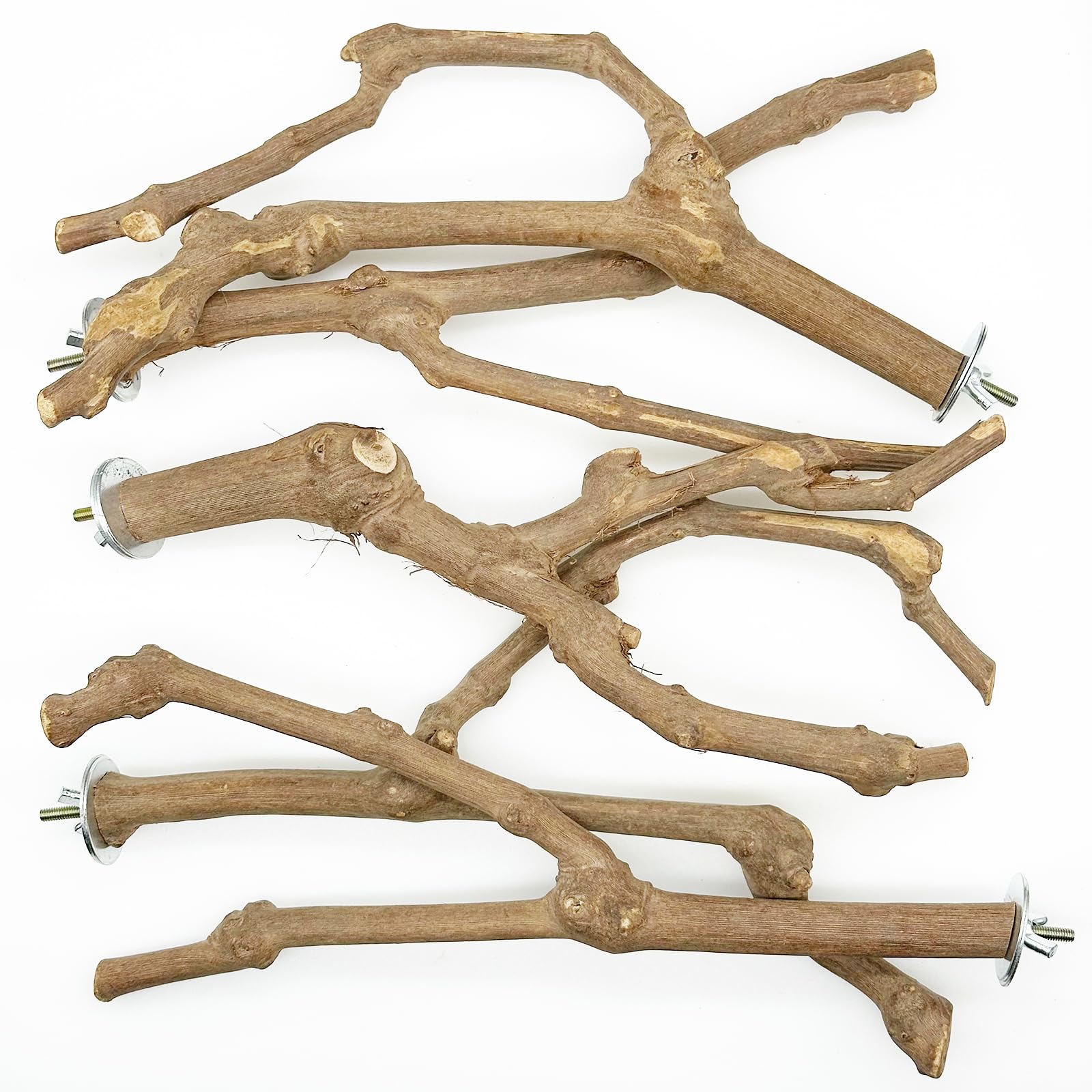 5 Pz Posatoi per Uccelli, Posatoi in Legno di Uccelli, Trespolo per Uccelli e Pappagalli, Ramo D'uva Naturale Giocattolo Posatoi per Uccelli Legno Naturale per Cacatua, Cocorite
