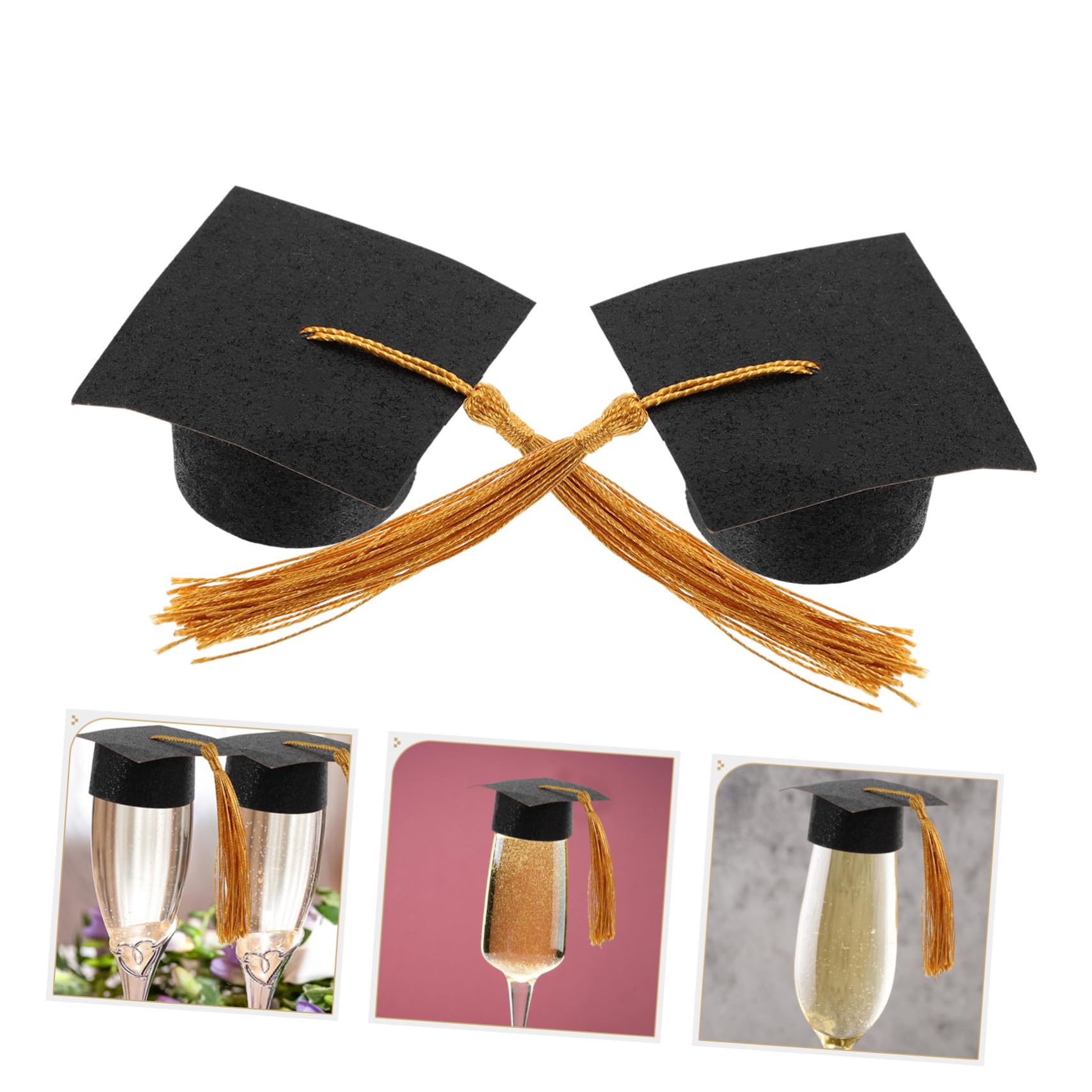 ULTECHNOVO 5 Sätze Lustige Hülle Trinken Party Kappen Abdeckung Abschlusskappe Mini Grad Hüte Absolventen Klein Rosa Deckel Für Getränkebecher Papier 20 Stück * 5