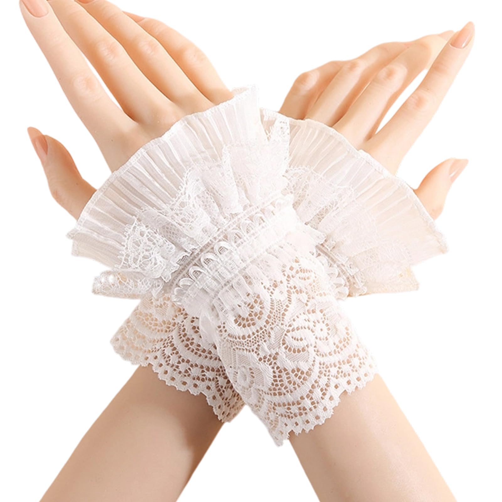 MICFENY Floral Layered Cuff Lace Wrist Cuffs Hand Sleeves Detachable False Sleeve Wrist Cuffs for Dance and Prom Occasion