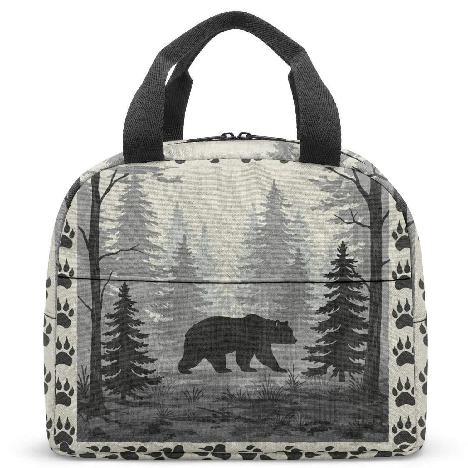 Sac à déjeuner isotherme de 23 cm au motif tartan et rennes pour repas