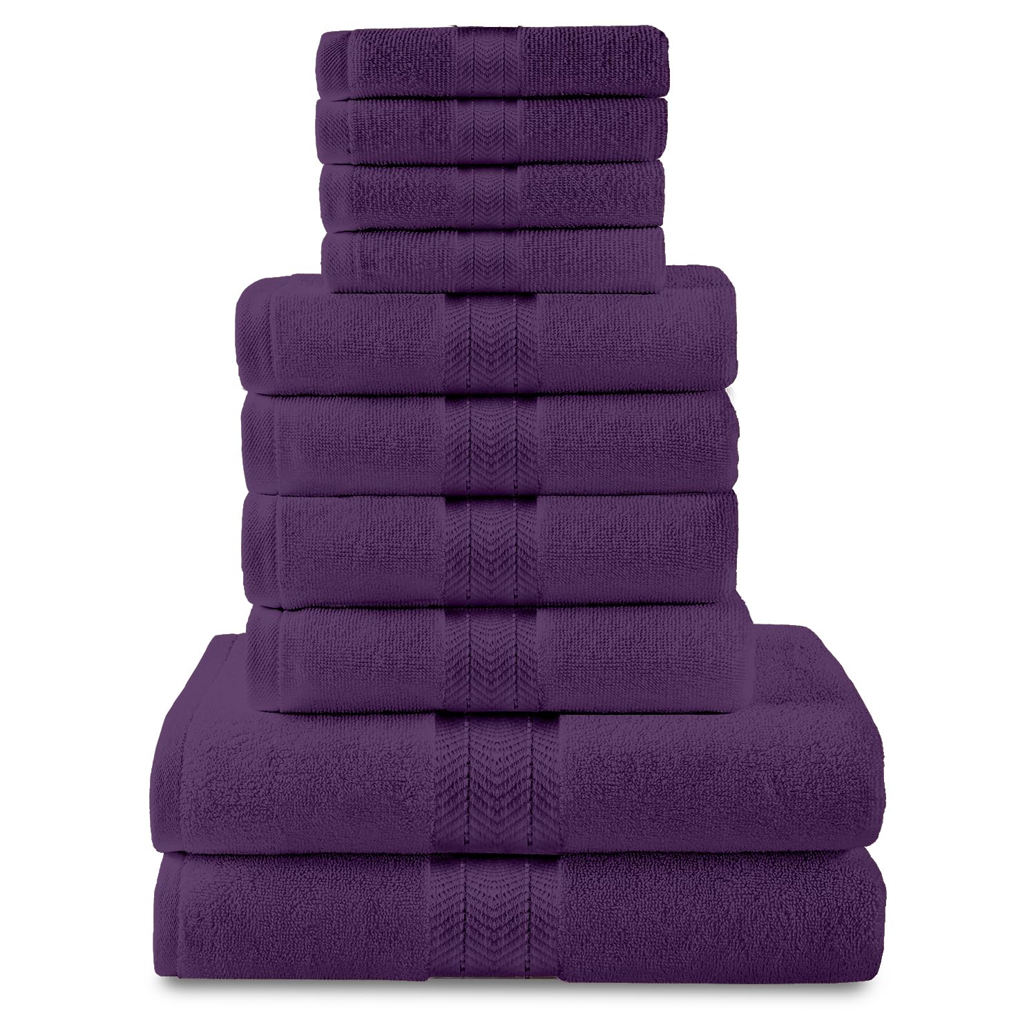 GC GAVENO CAVAILIA Luxury Towel Bale Set, 10 Piece Hotel Quality Towels, 450 GSM Lightweight & Quick Drying Towel Bales Egyptian Cotton 4x Face 4x Hand 2x Bath Towels, Purple