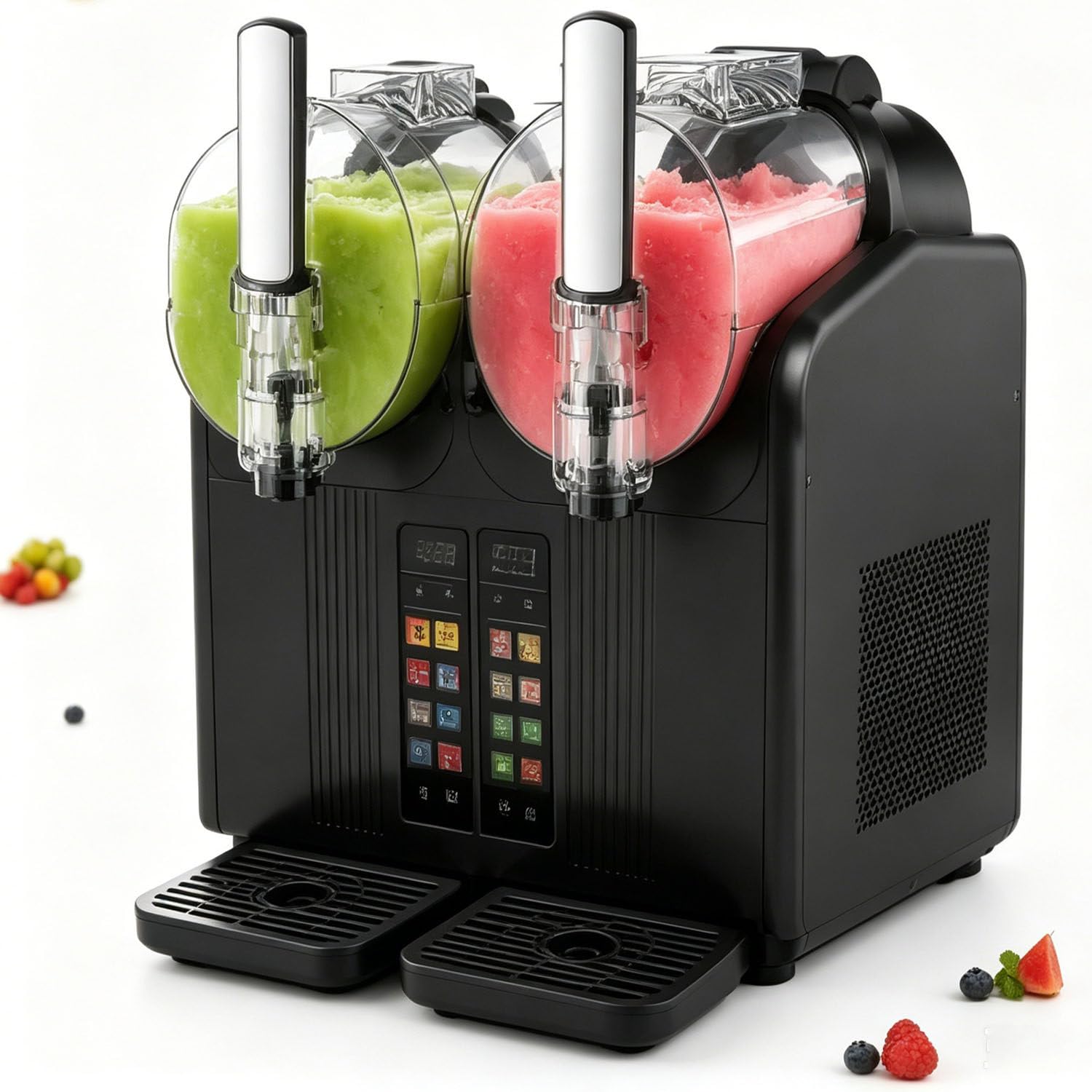 GLBMXDD Slush Machine Dual Tank,Self Chilling Slushy Maker with Auto Clean,2x2L Black