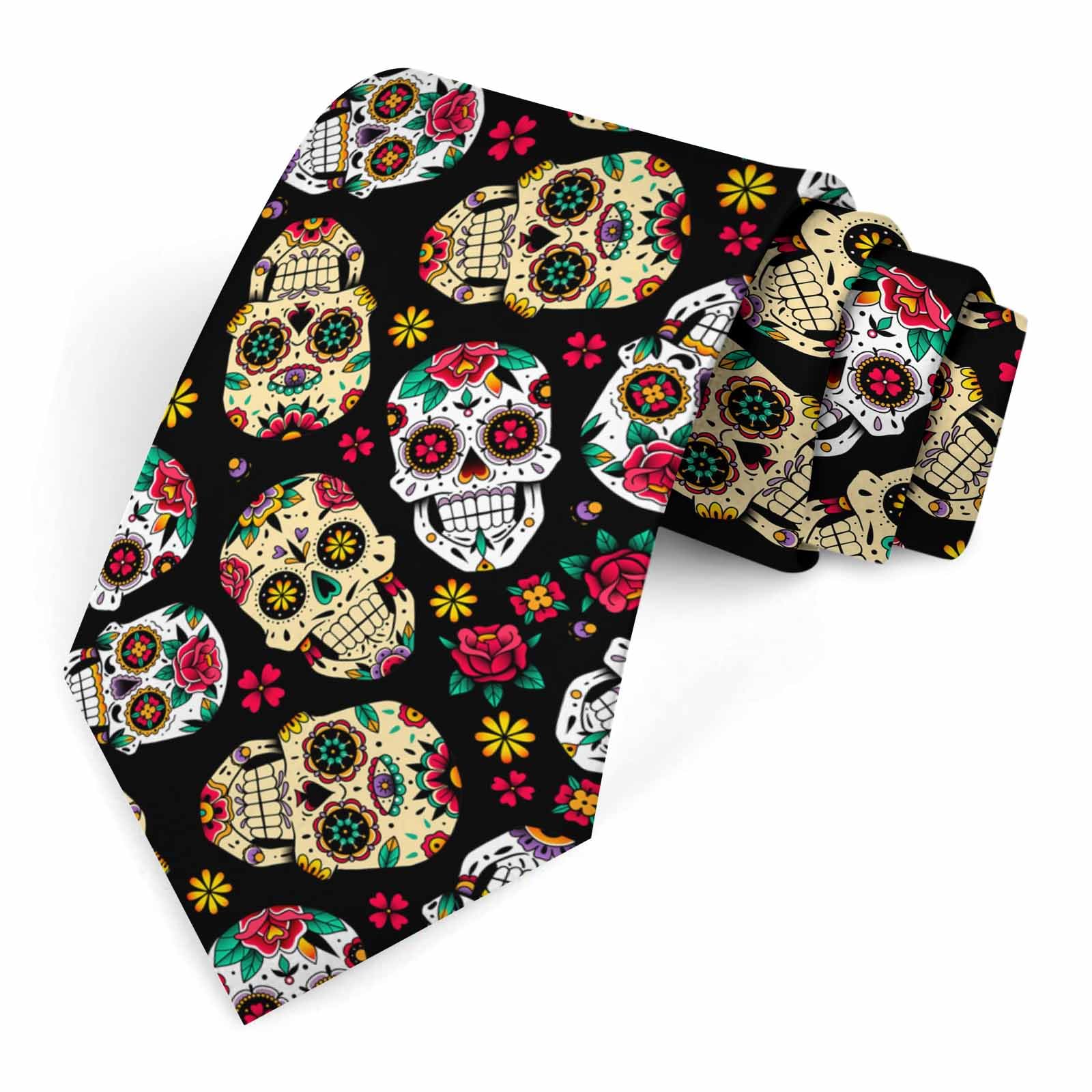 Muntayson Unisex Mexican Skulls Mens Tie Men's Necktie Ties For Mens Daily Wedding Party Business