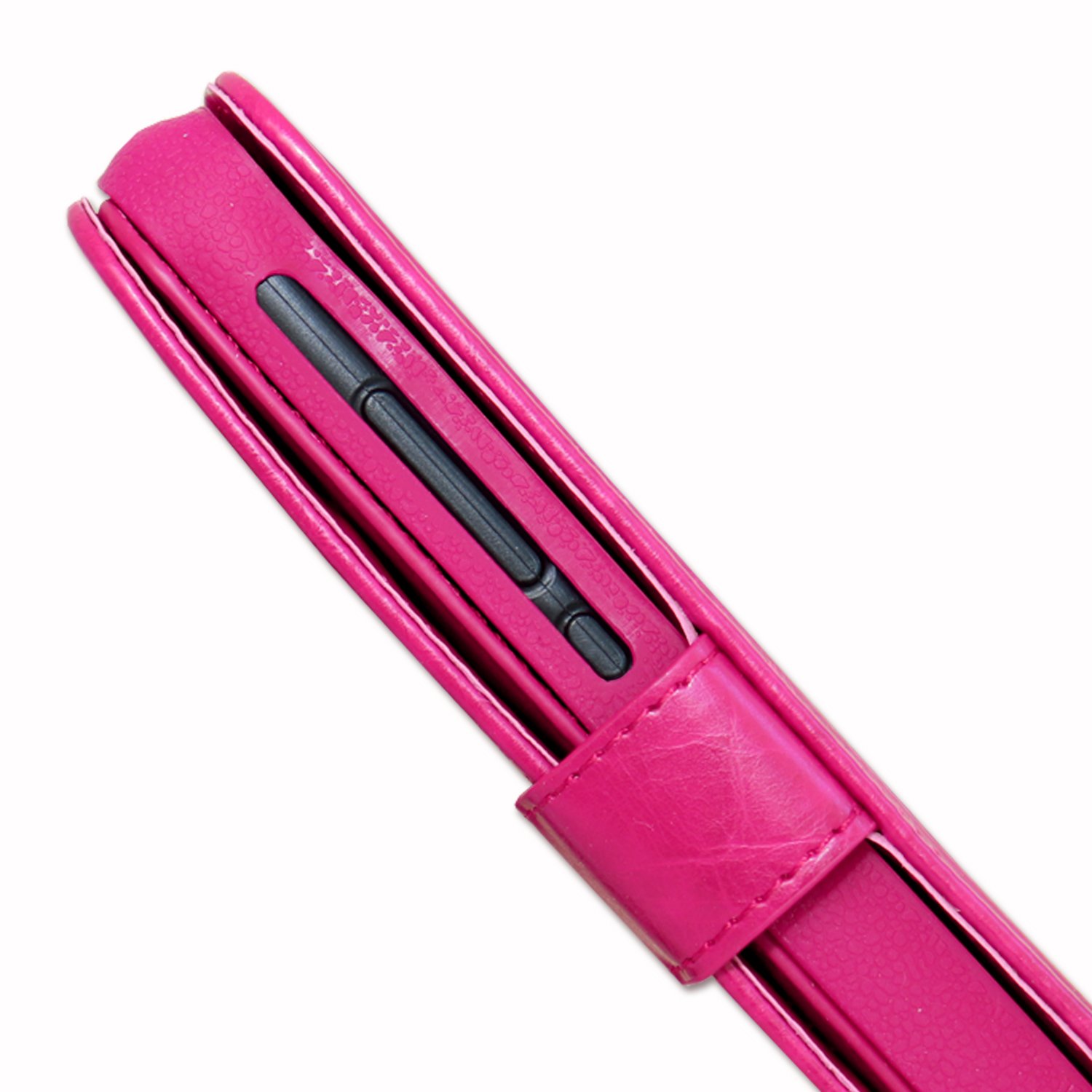 PH26 - Custodia a portafoglio per Oppo A52, in ecopelle con doppia aletta interna, porta carte, chiusura magnetica e cuciture a vista – Rosa fucsia