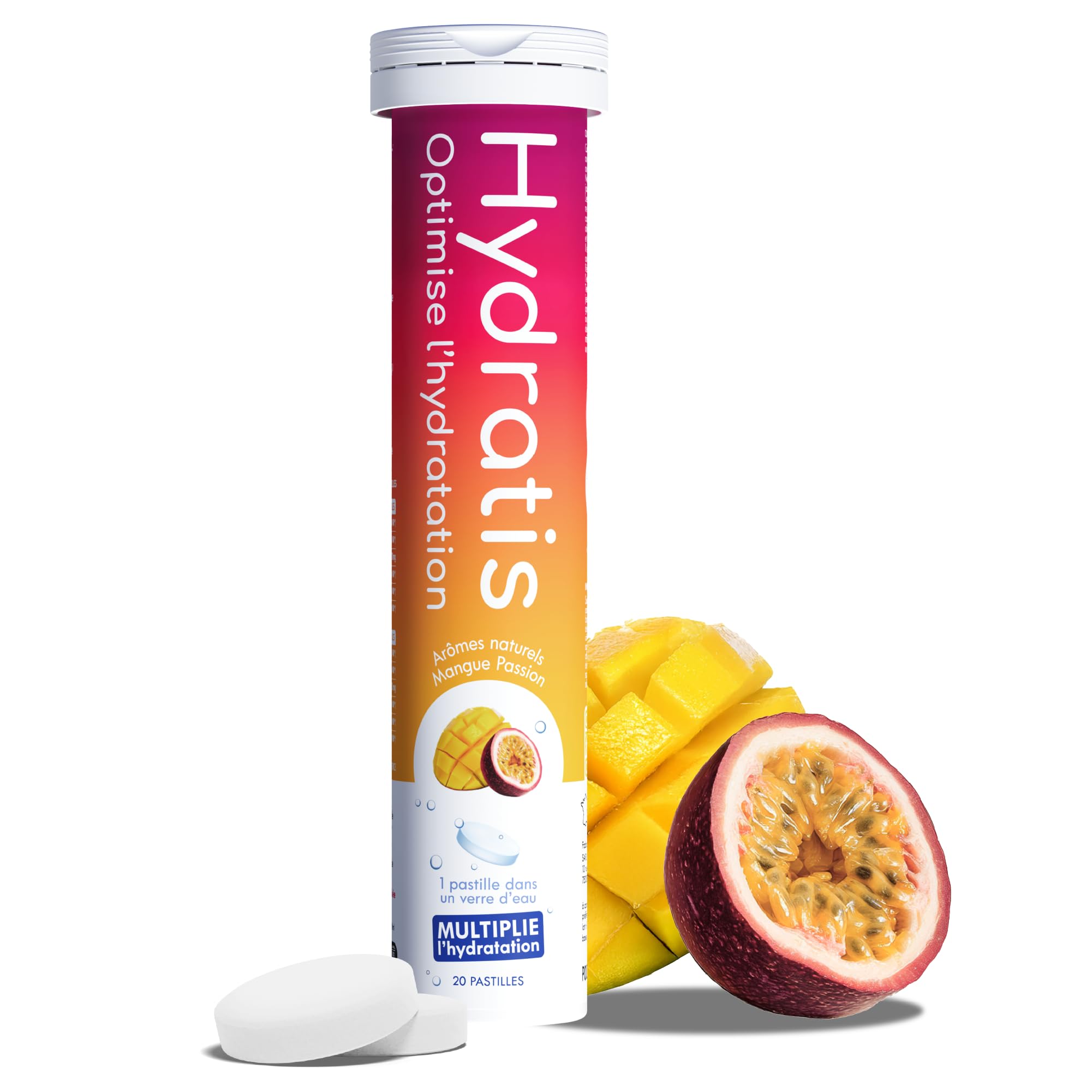 HYDRATIS - Pastilles Hydratation Electrolytes - Mangue Passion - Améliore l'Hydratation et Favorise l'Énergie - Formule Isotonique - Sport. Récupération. Bien-être (20 Pastilles) - 1