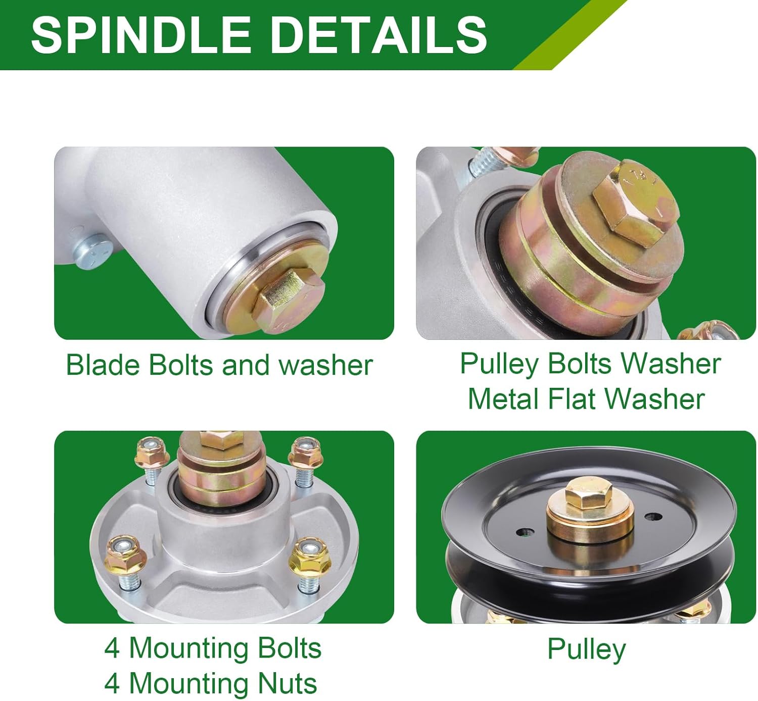 601804 607418 Spindle Assembly with 604665 Pulley - Fits Hustler 48 Inch Mower Decks, Compatible with Hustler Raptor SD, Raptor SDX, Raptor Flip-Up, Fastrak RD/SDX with 48" Deck(3-Pack)