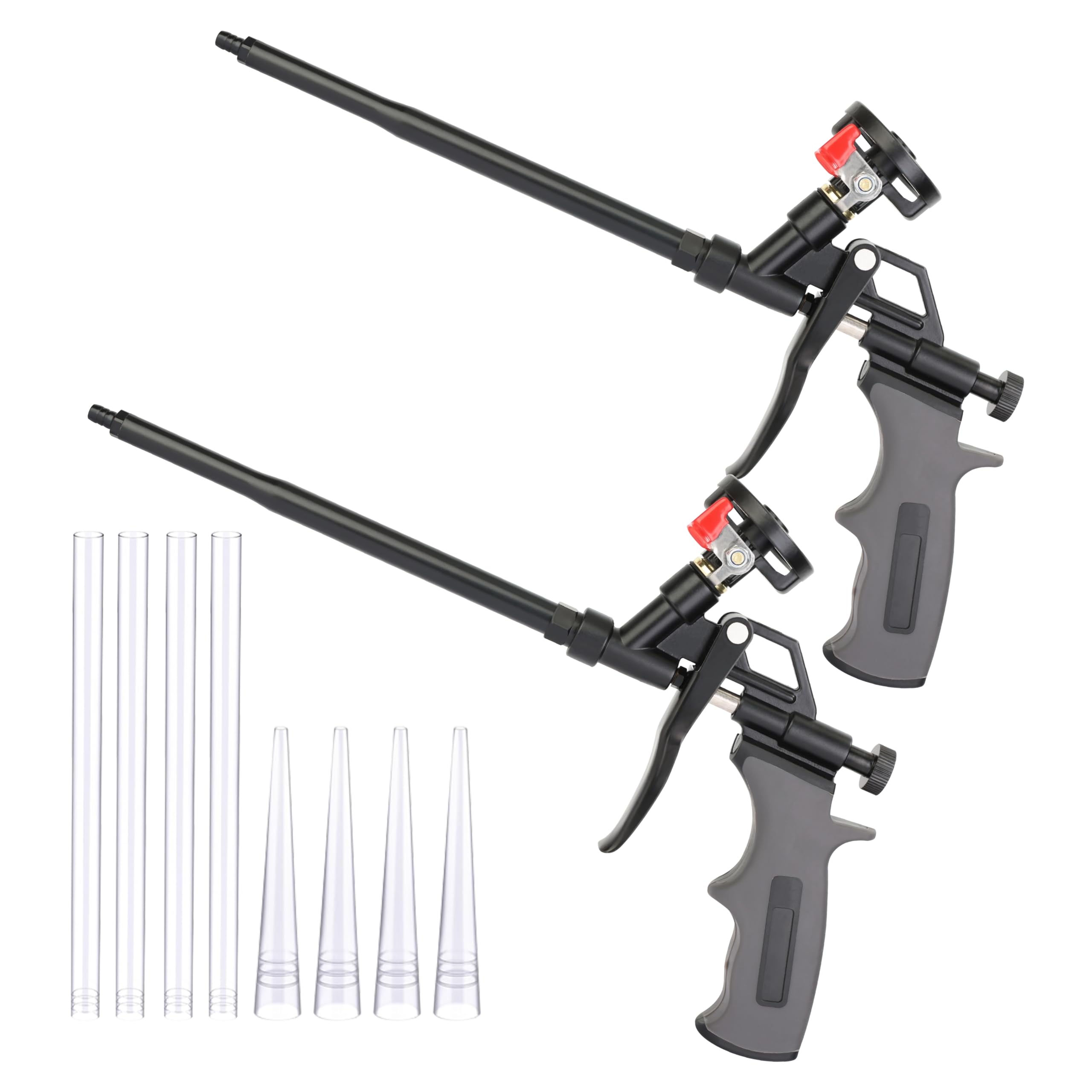 Pistolet mousse expansive professionnel en métal – Pistolet mousse PU facile à nettoyer, précis et anti-goutte, idéal pour isolation, remplissage et étanchéité (lot de 2,gris)