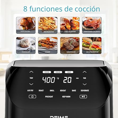Miniatura 2 de DEIME Freidora de aire de 6.2 cuartos de galón, horno sin aceite, freidora de aire grande, olla saludable con 10 preajustes de 1 toque, ventana de