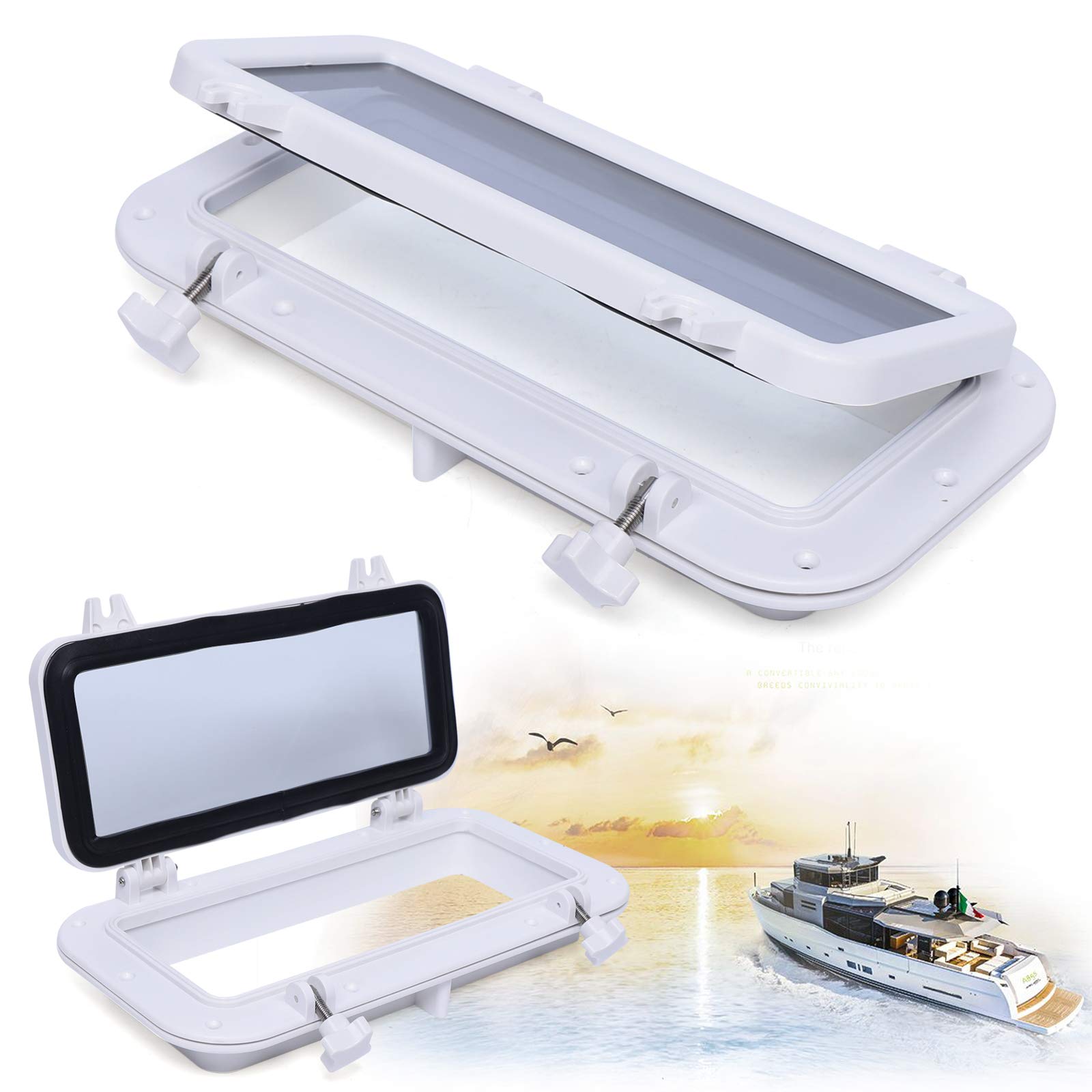 Kaibrite Barca Porthole Finestra Rettangolare,Barca Yacht Rettangolo apertura Portlight Oblò,Finestra universale oblò per barca/Yacht/RV/Industria Auto