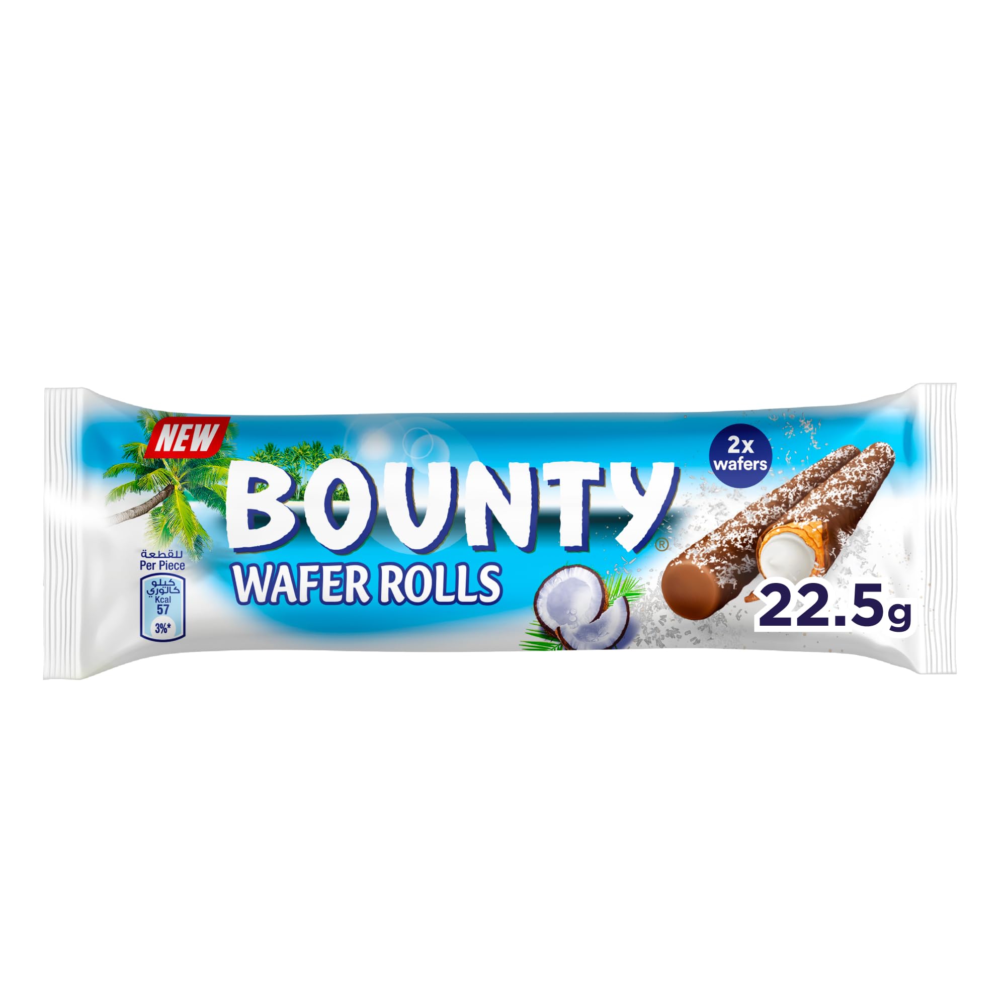 Bounty Wafer Rolls – Bounty Wafer Rolls 22,5g – Exotischer Genuss trifft knusprige Leichtigkeit