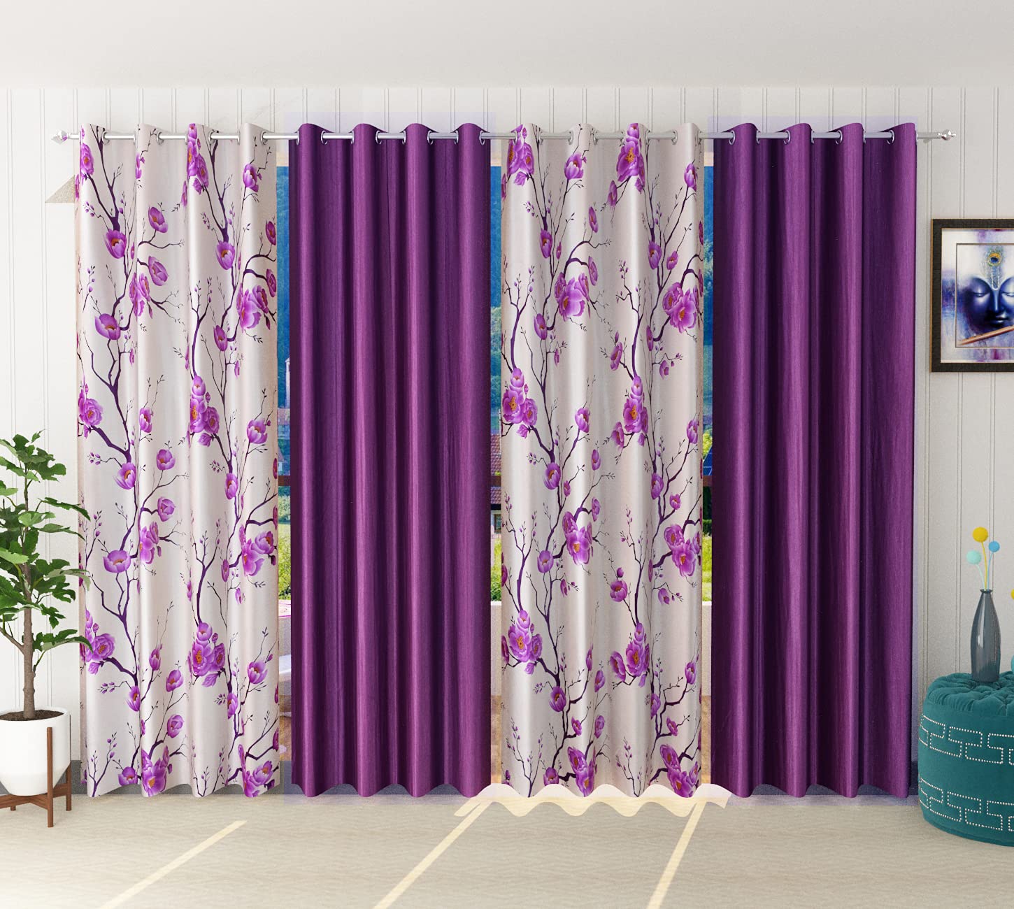Purple Curtains Background House — free download