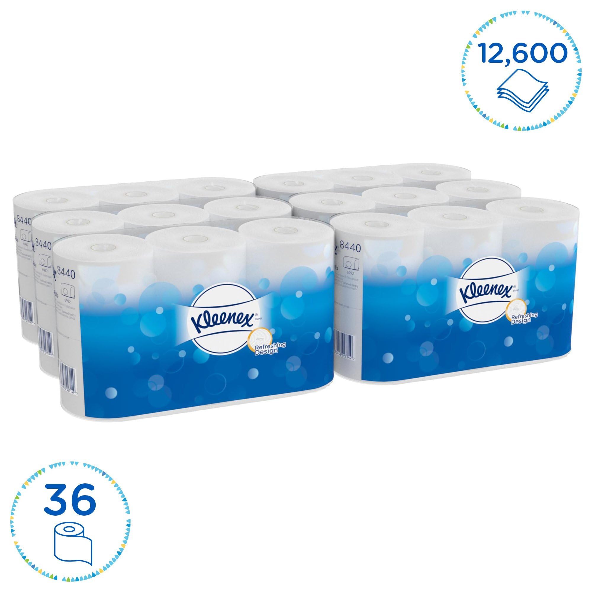 Kleenex Toilet Tissue Rollen - Standard/Weiß / 6 Beutel x 6 Kleinrollen x 350 Blätter, 1er Pack (1 x 6 Stück)