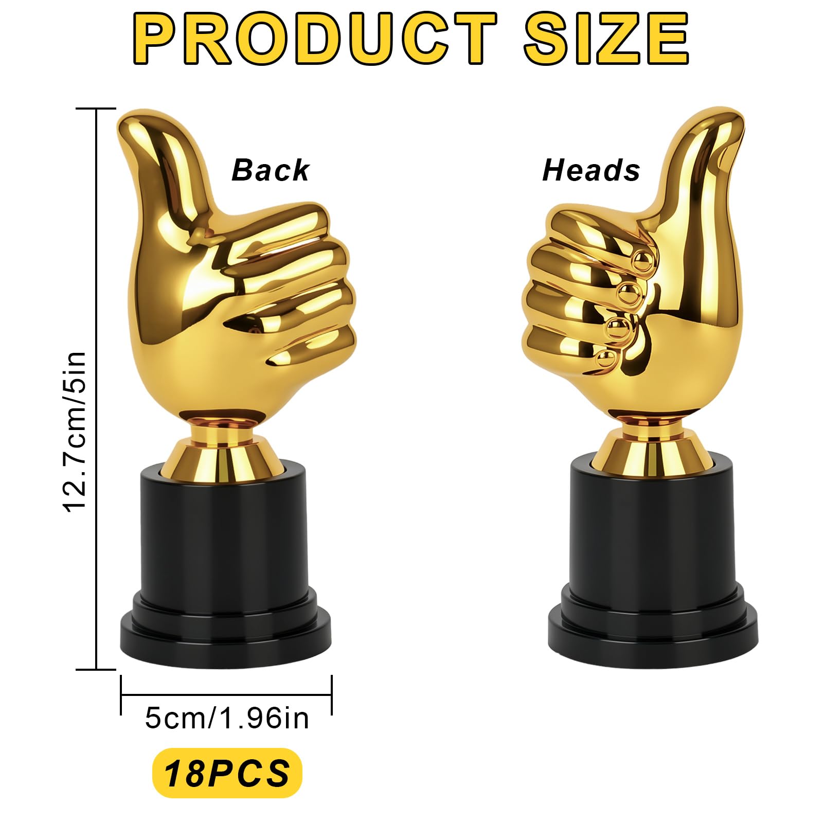 Lot de 18 trophées dorées en plastique, mini sculpture pour doigts, récompenses pour fête sportive, gagnant, fête, anniversaire