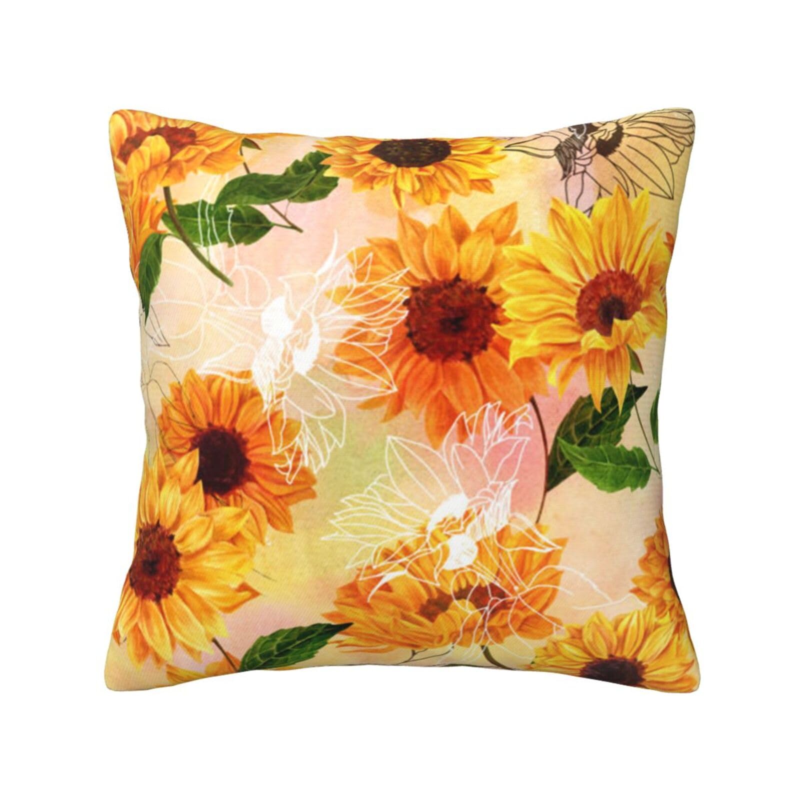 FFSHKOWE Beautiful sunflower Decorative Throw Pillow Cover Double-Sided Printed Cushion Cover for Sofa Couch Bed Chair 45 x 45cm