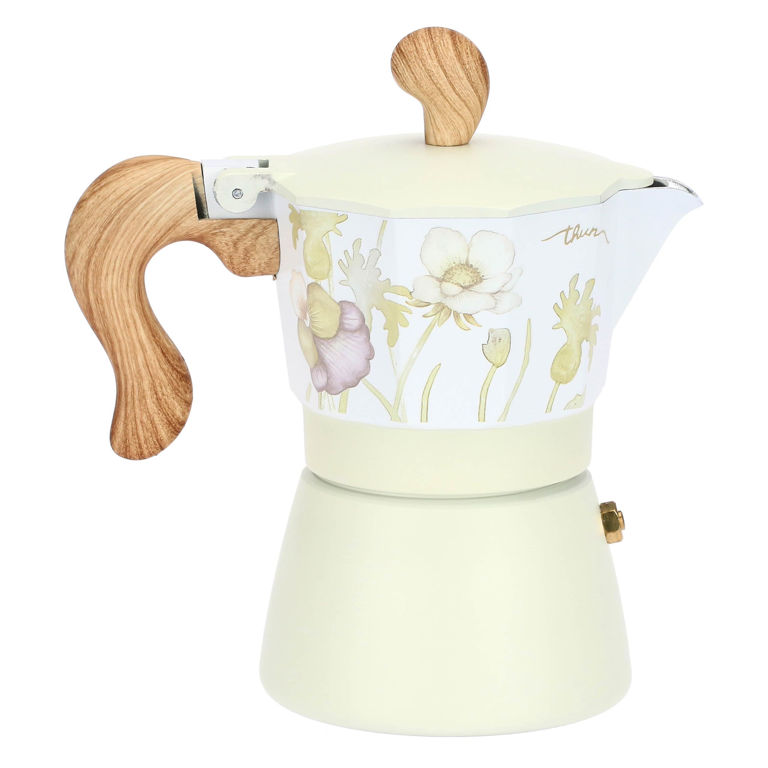 THUN - Caffettiera per induzione Bloom - D9x16,5H cm - Alluminio, fondo in acciaio inox, nylon, silicone.