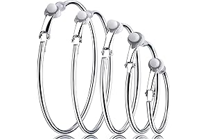 5 Pairs Clip-on Earrings for Women - Non-Piercing Hoops in 5 Sizes...