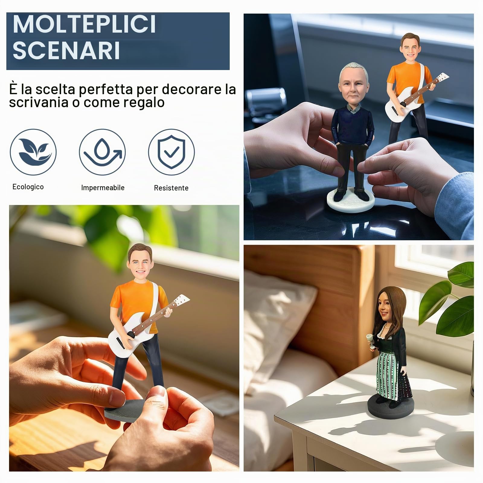 Statuetta Personalizzata da Scrivania - Statuetta 3D in Argilla Polimerica Realizzata a Mano da Una Foto, Un Regalo Memorabile per Compleanni, Matrimoni e Decorazioni per la Casa