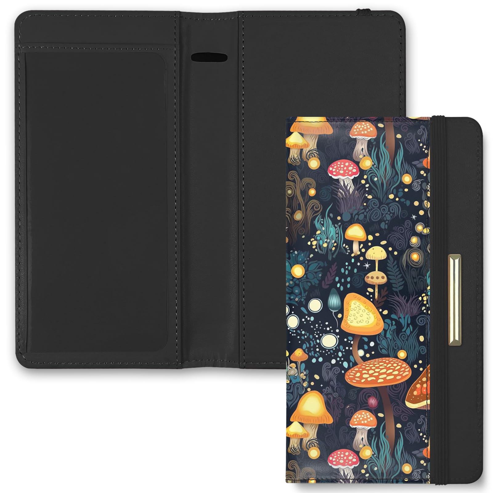 Printed Checkbook Cover, RFID Blocking Checkbook, Stylish, Lightweight, Slim Durable, Multi-Functional Checkbook Holder for Personal and Business Checks (Mushrooms)