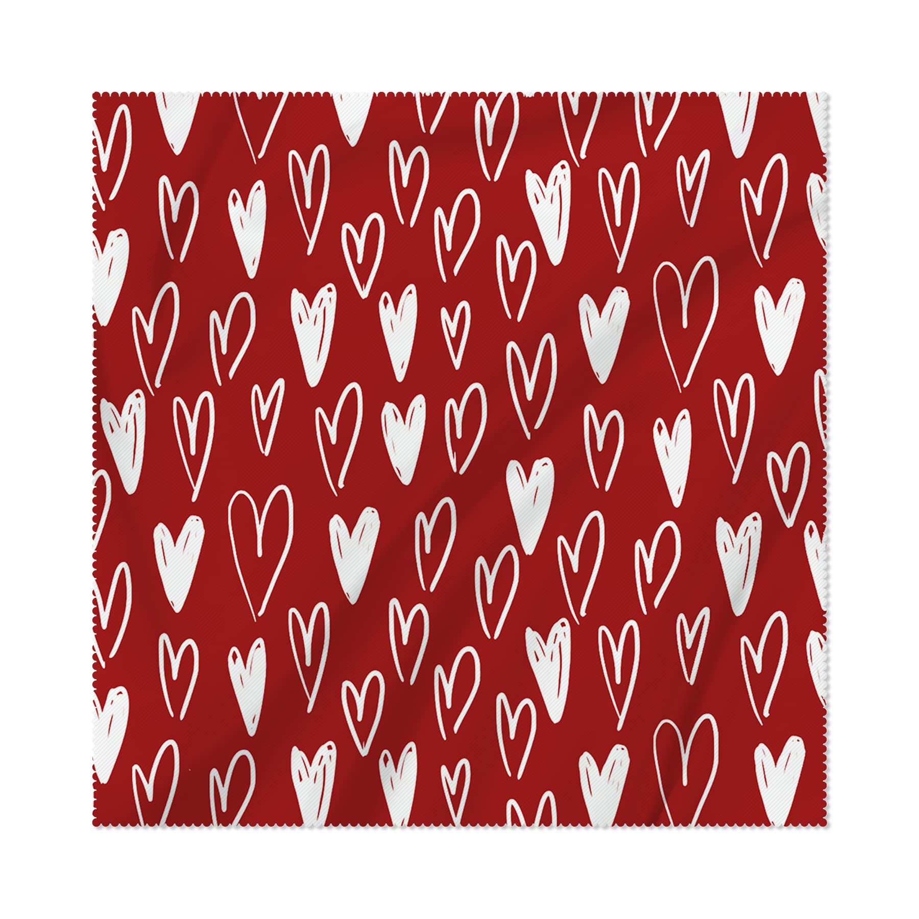 Qinqingo Valentine's Day Cloth Napkins Red and White Love Hearts Table Napkins Cloth Set of 6 Washable Polyester Fabric Cloth Napkins for Kitchen, Dinner, Wedding, Party, Holiday