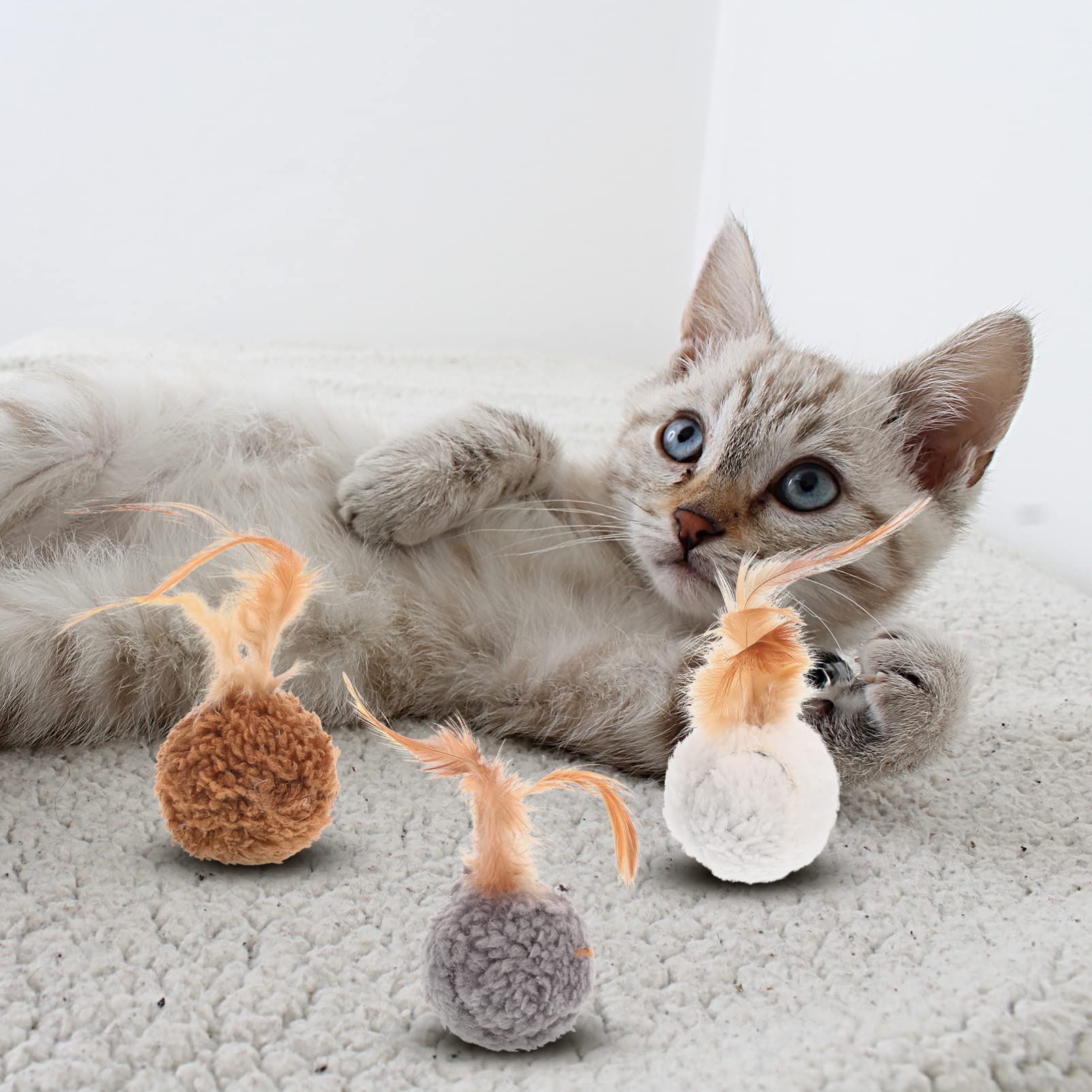 Kisangel 45piezas Juguete Interactivo para Gatos De De Juguete De Peluche y Cascabeles Estimula La Curiosidad y Diversión De Tu Gatito