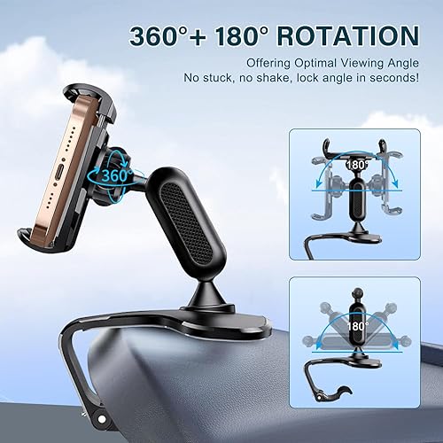 Miniatura 3 de Soporte de teléfono para automóvil, rotación de 360 grados, soporte de teléfono para tablero de automóvil, soporte multifuncional para teléfono