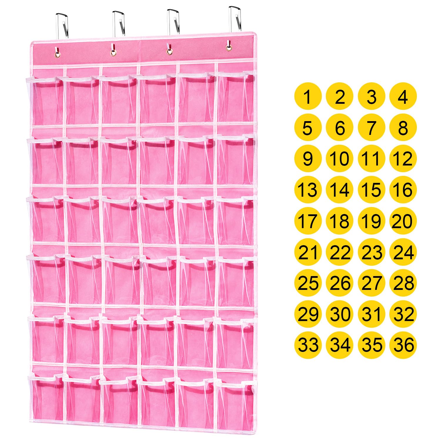 ANSTROUT 36 Clear Pockets Classroom Pocket Chart for Cell Phones, Pocket Chart Organizer for Calculator Holder with 36 Number Sticker Classroom