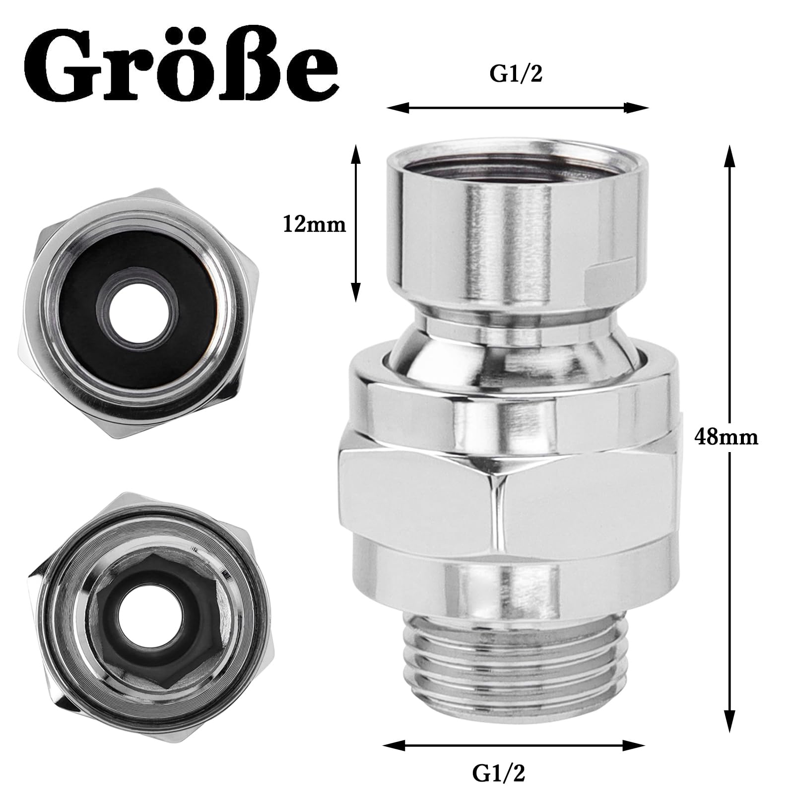 Connettore Doccia Giunto Sferico - In Ottone, Regolabile, Per Soffioni E Tubi Dell'Acqua - Foto 8