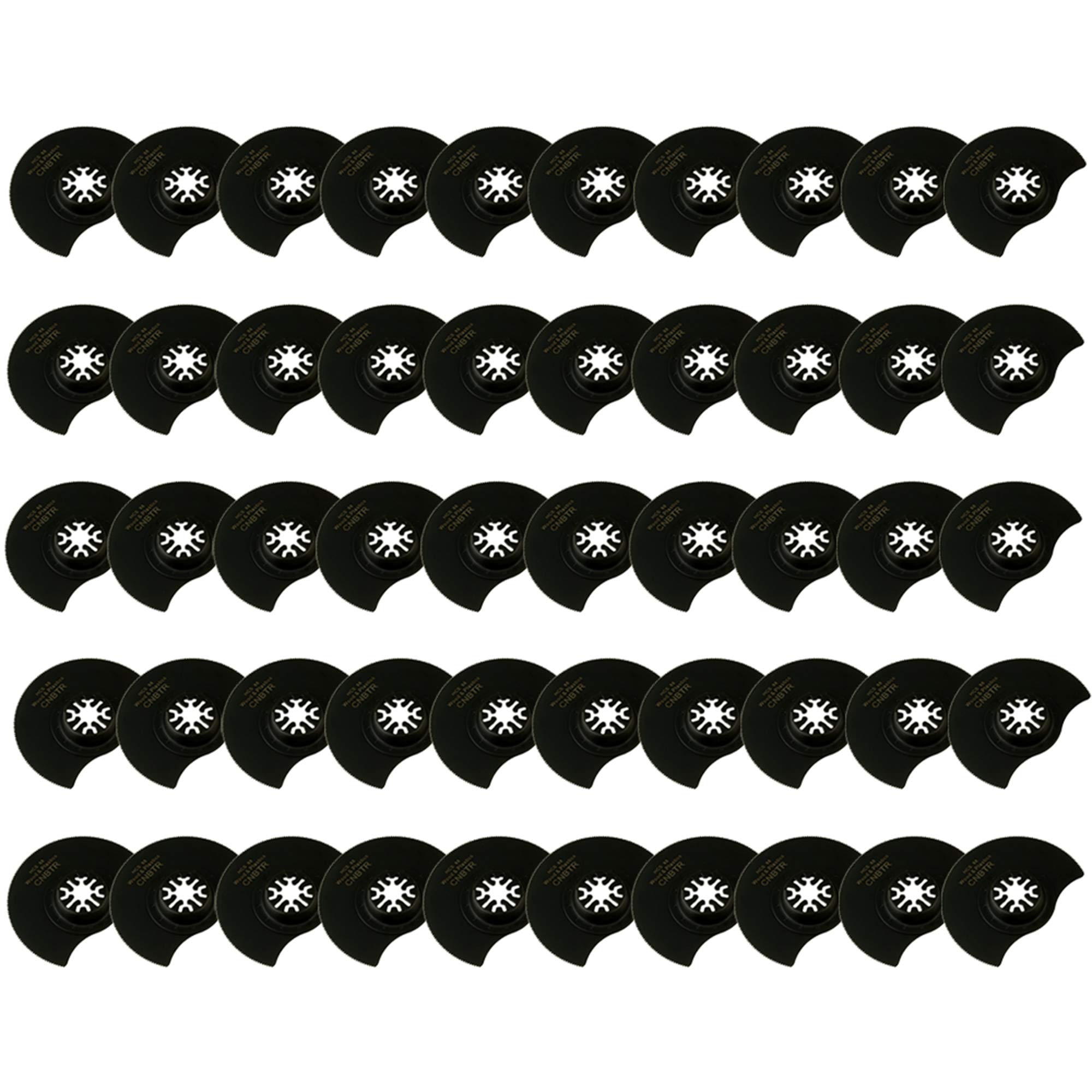 88 mm negro Universal de acero de alto carbono hojas de sierra oscilante multiherramienta semicírculo con cabeza avellanada, Set de 50