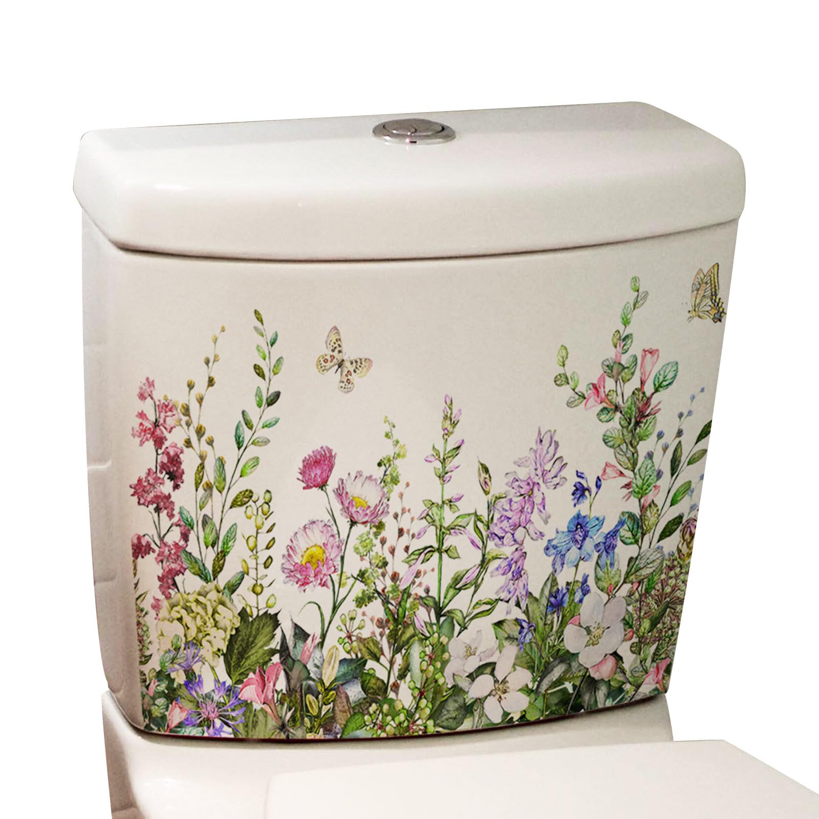 Plant Flowers Butterfly Toilet Sticker Bathroom Toilet Cover Sticker Bathroom Wall Stickers For Wall Decorations Toilet Stickers Decals Toilet Stickers Decorate Toilet Stickers Funny