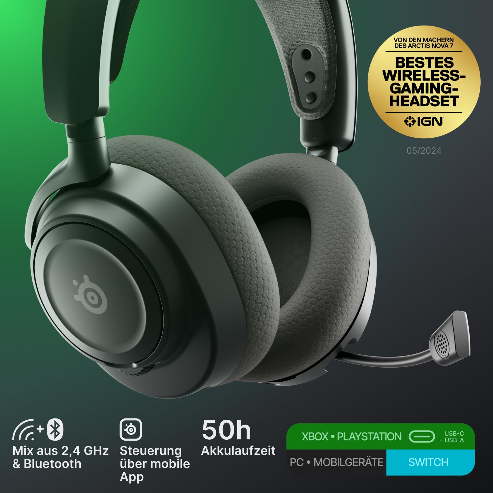 SteelSeries Arctis Nova 7X Wireless Gen 2 Xbox Headset - Gaming Headset Wireless - 2,4 GHz+ Bluetooth - Schwarz