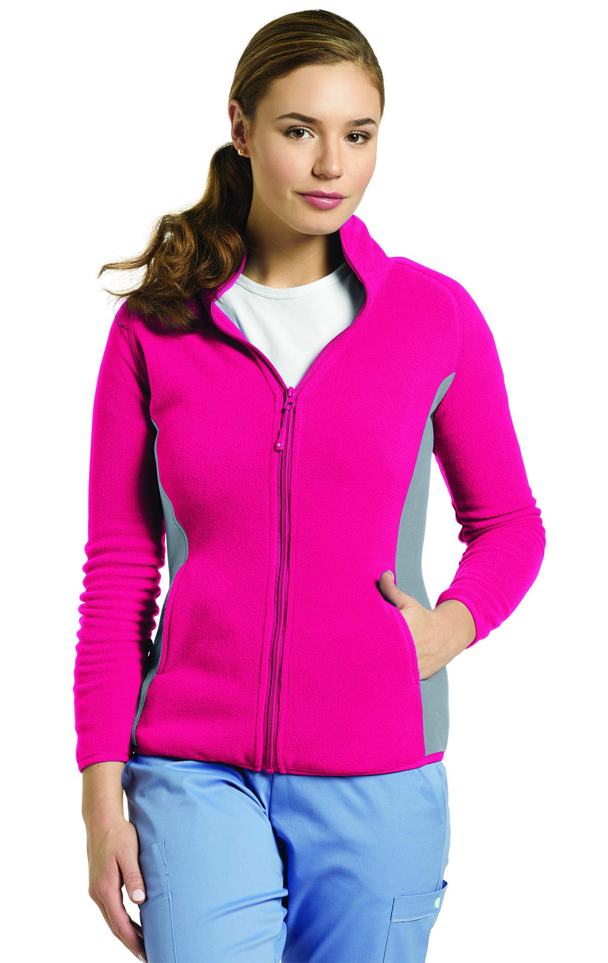 White Cross Women's 448 Polar Fleece Scrub Jacket (Fuchsia, Large)