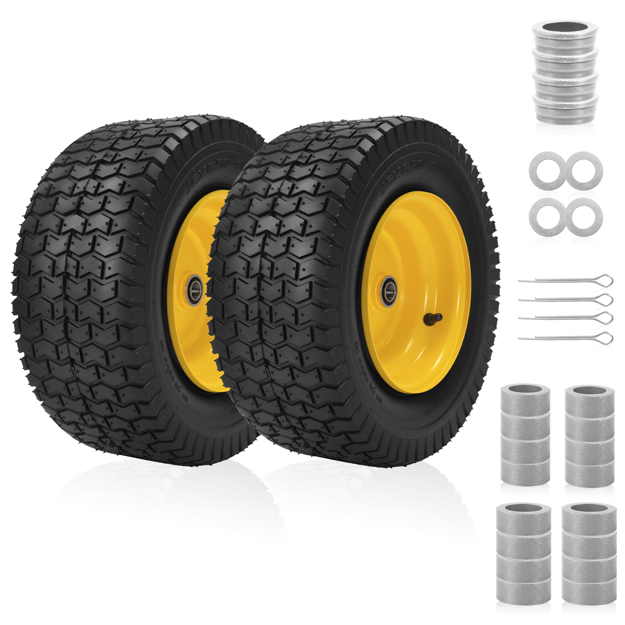 2 piezas de 16 x 6.50-8 sin cámara para cortacésped delantero y rueda para la mayoría de cortacéspedes