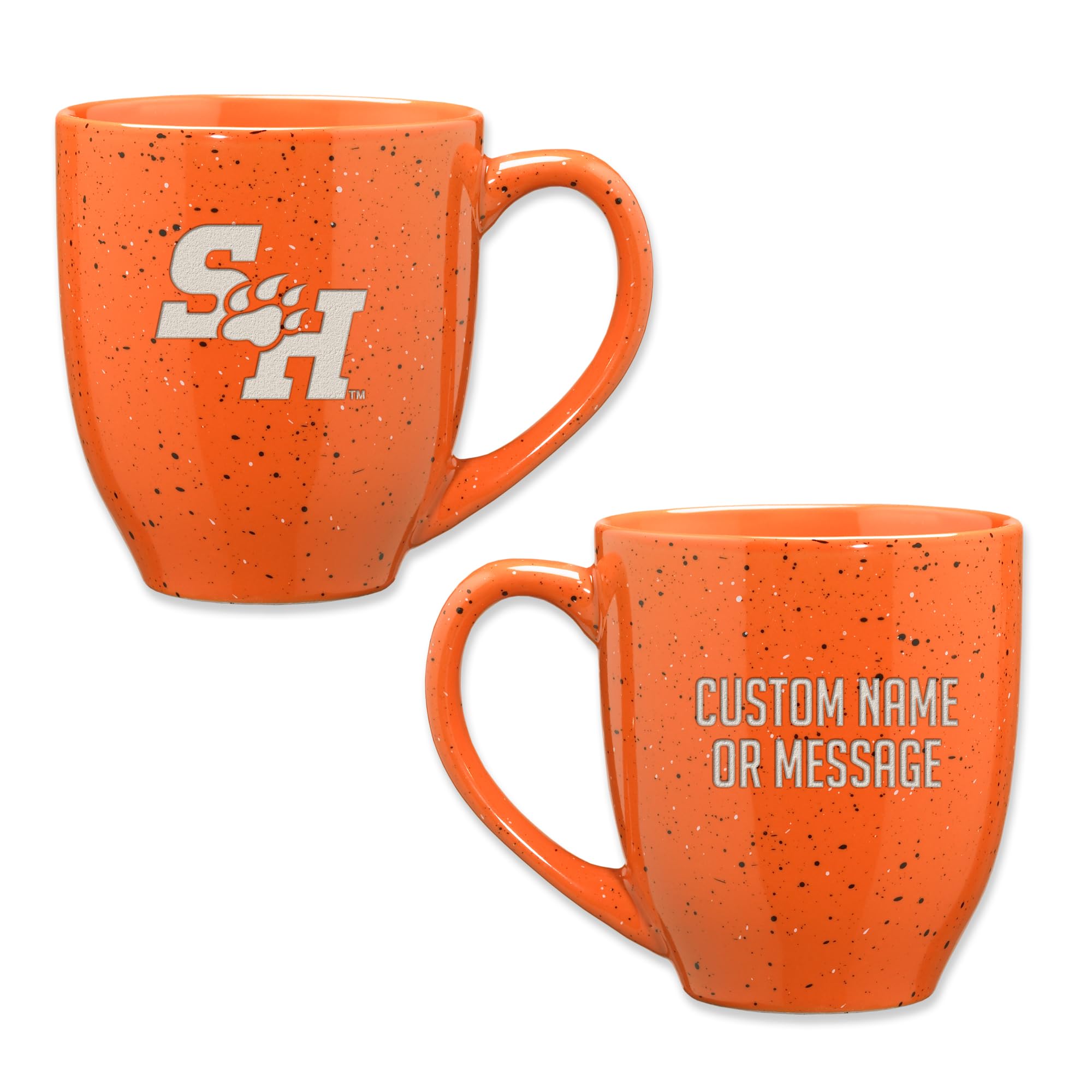 Rico Industries NCAA Sam Houston State Bearkats Orange Personalized 16 oz Team Color Laser Engraved Speckled Ceramic Coffee Mug