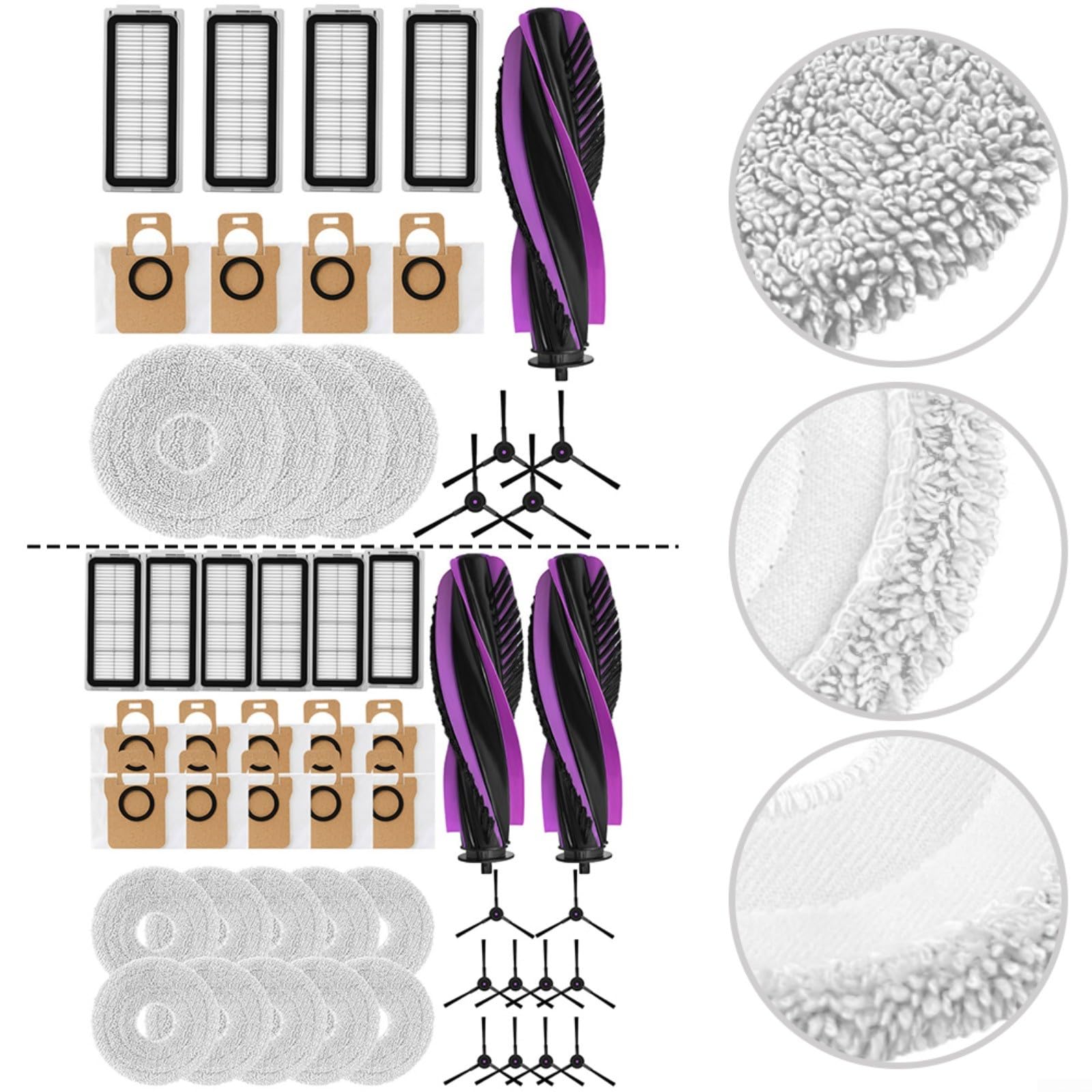 Set di pezzi di ricambio adatto per JONR per robot aspirapolvere P20 PRO/T5 PRO con filtro HEPA, spazzole laterali, salviette e sacchetti per la polvere, accessori per peli di animali domestici (B)