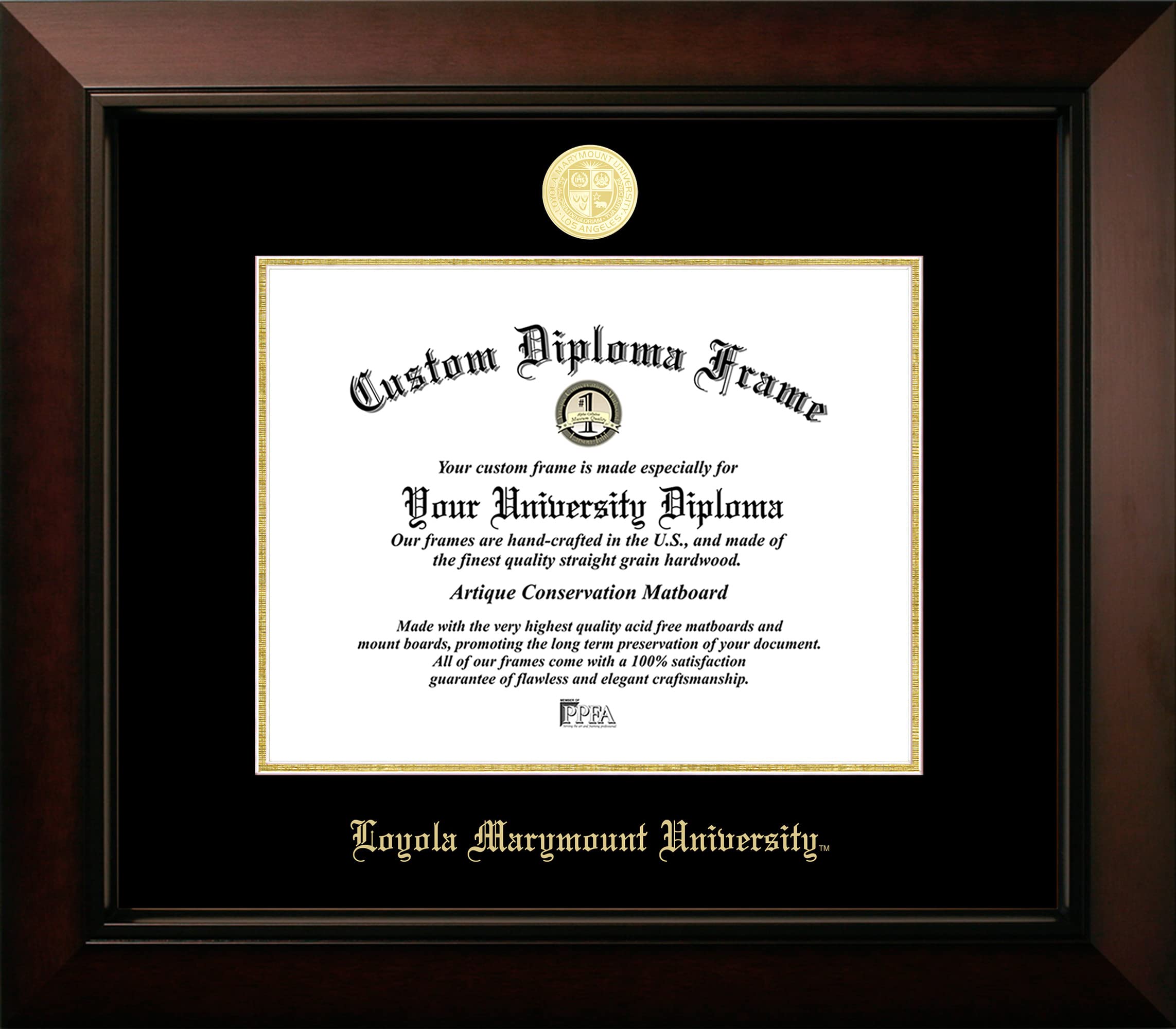 Campus Images Loyola Marymount 11w x 8.5h Legacy Black Cherry Gold Embossed Diploma Frame