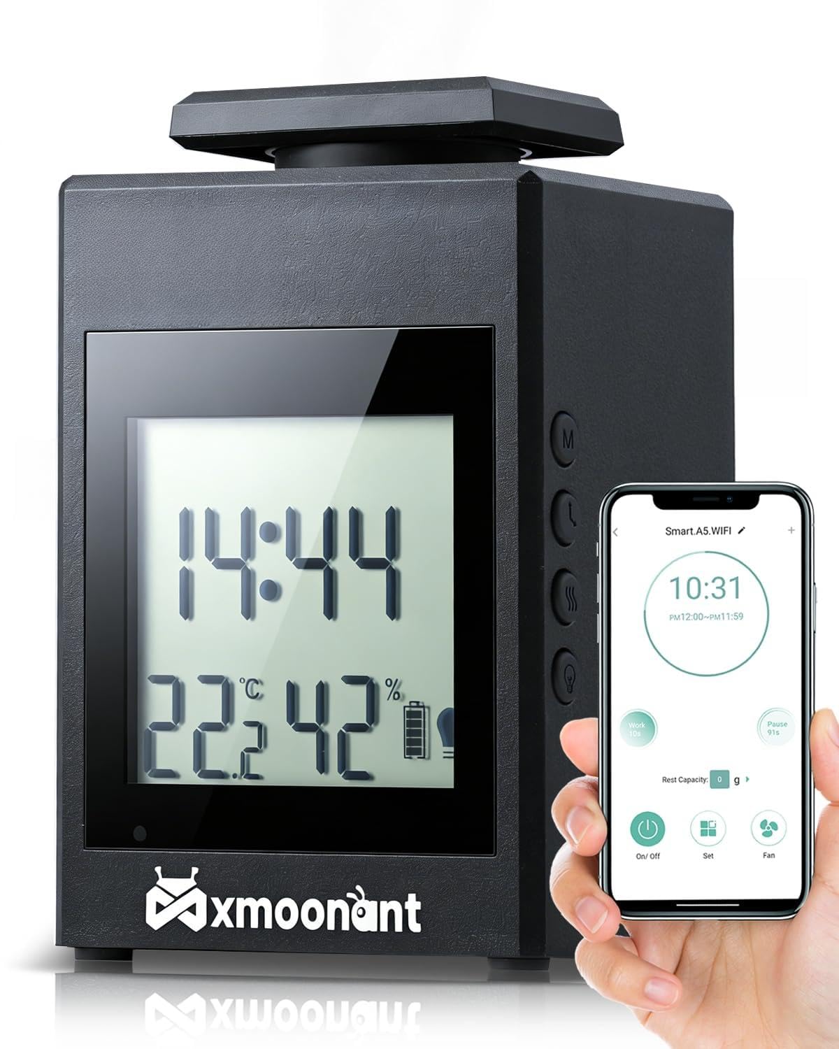Mxmoonant Máquina de Fragancia sin Agua, 2×500ml | Botella doble, control independiente, control App/panel, 4000m³, para vestíbulo de hotel/sala de conferencias