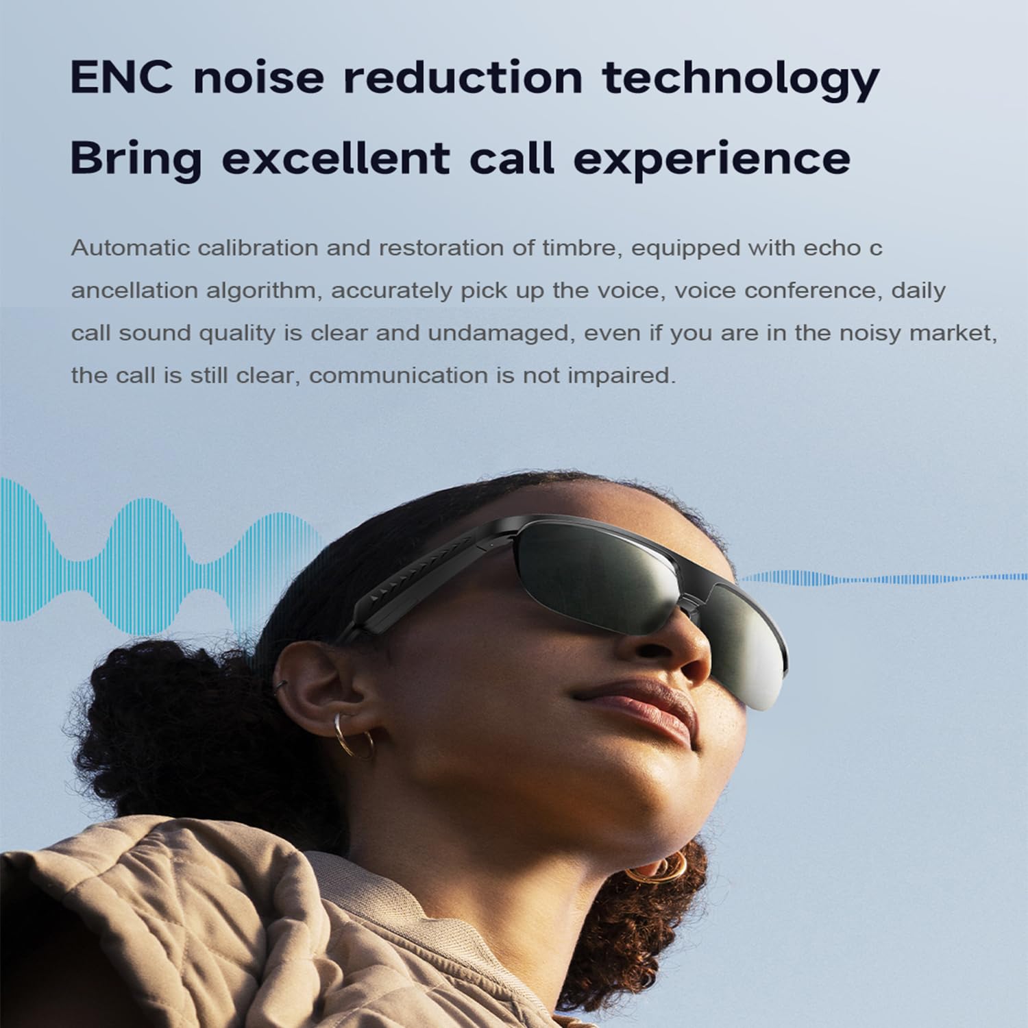 Occhiali Audio Bluetooth con Altoparlanti Boss, Riproduzione Musicale, Controllo della Musica, Risposta alle Chiamate, Traduzione AI, Cancellazione del Rumore ENC, Protezione UV(Anti)